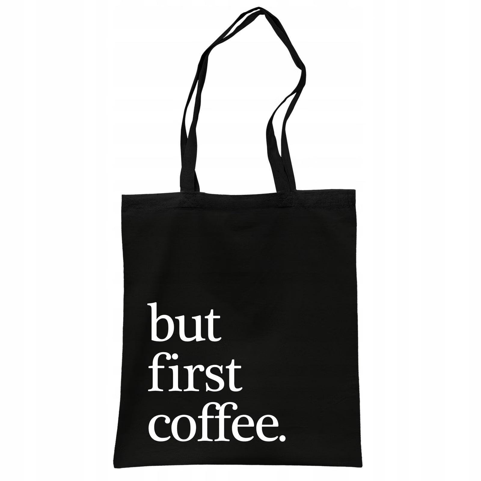 Torba bawełniana czarna na zakupy But First Coffee