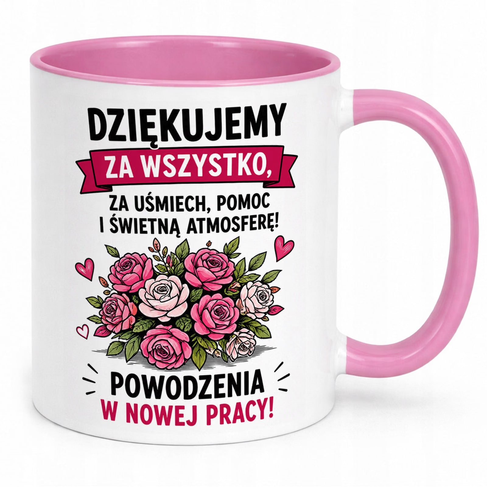 Kubek Różowy z nadrukiem Pożegnanie Odejście z Pracy Dla Koleżanki