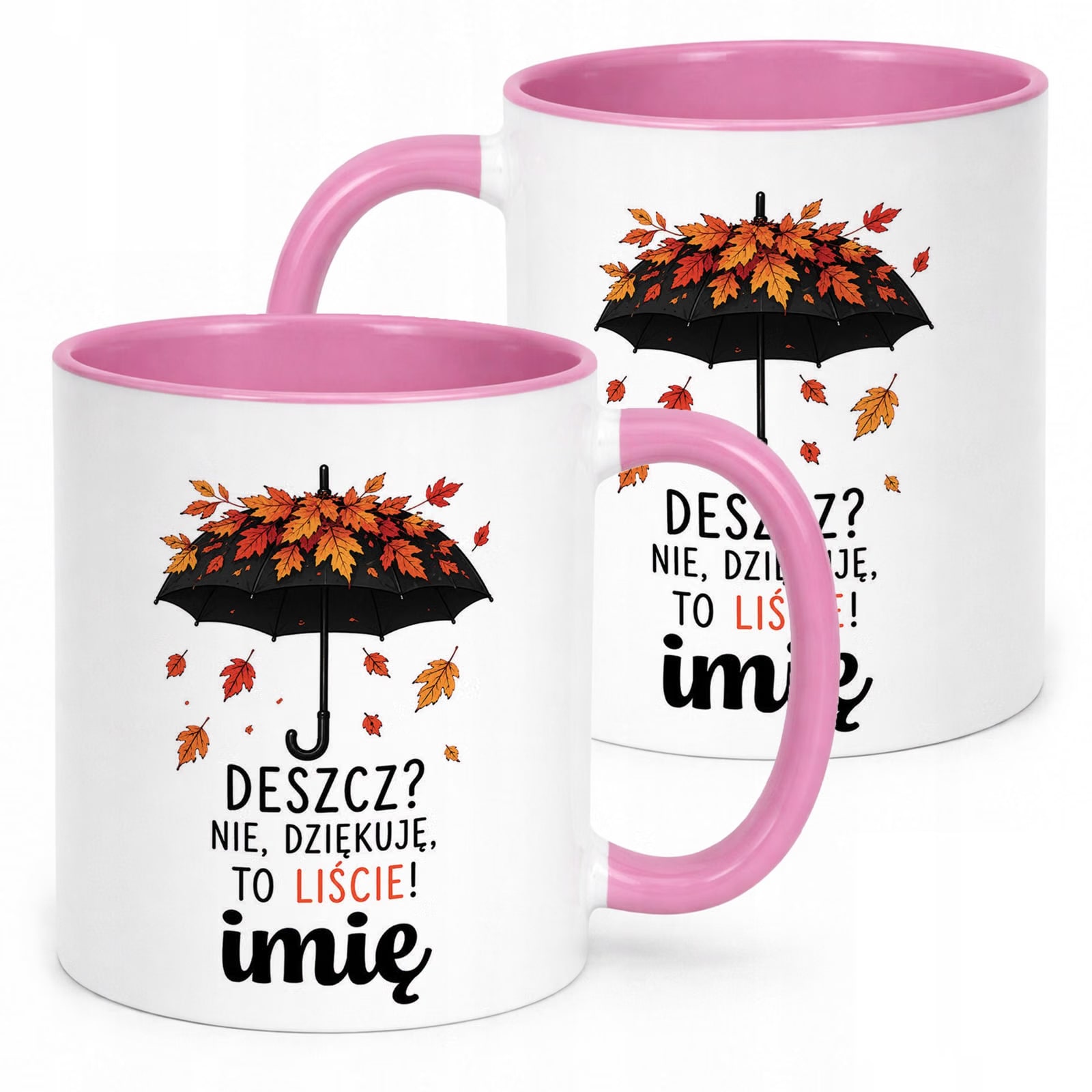 Różowy Kubek personalizowany z nadrukiem Jesienny Jesień Prezent Upominek
