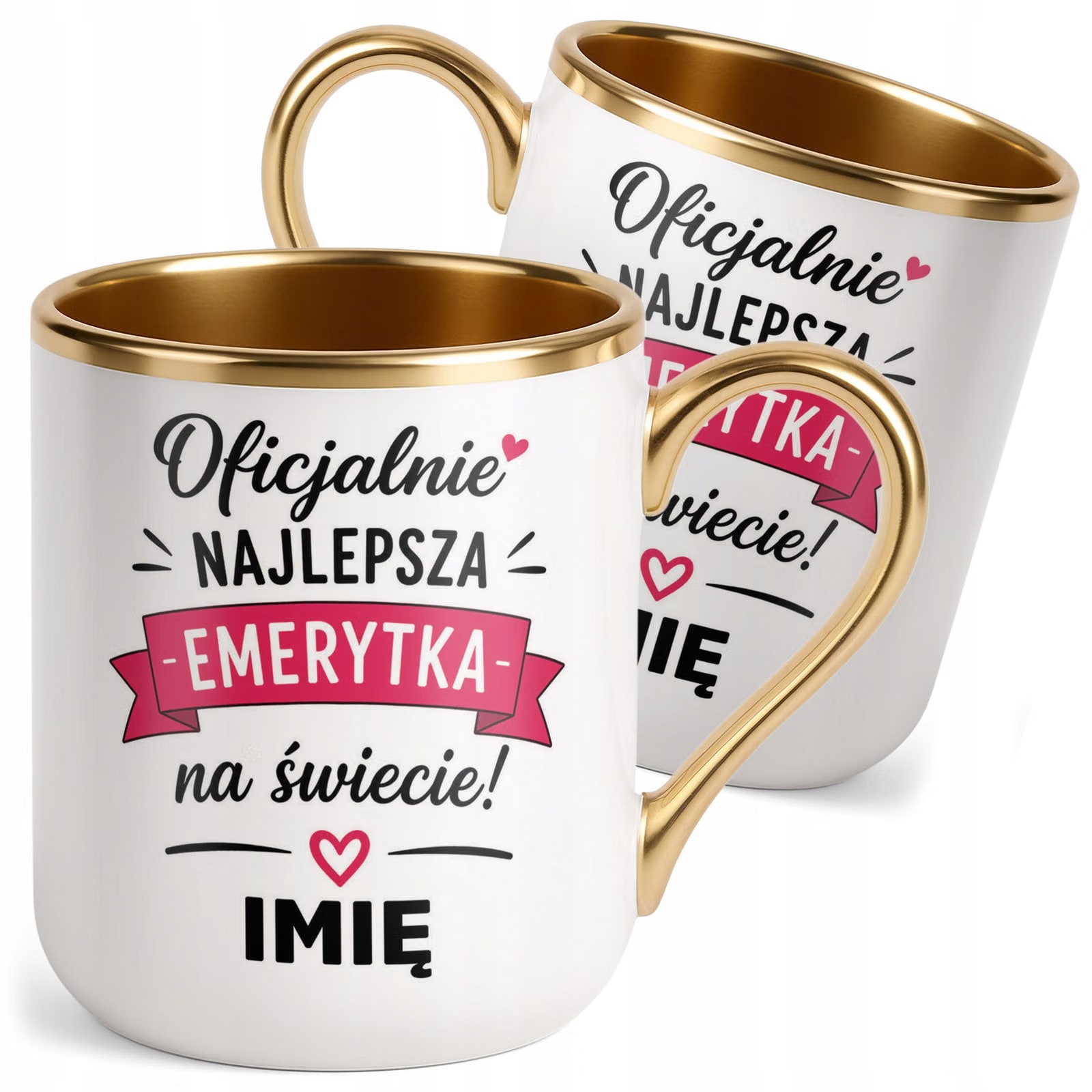 Kubek Personalizowany z nadrukiem Premium Złoty Emerytura Prezent