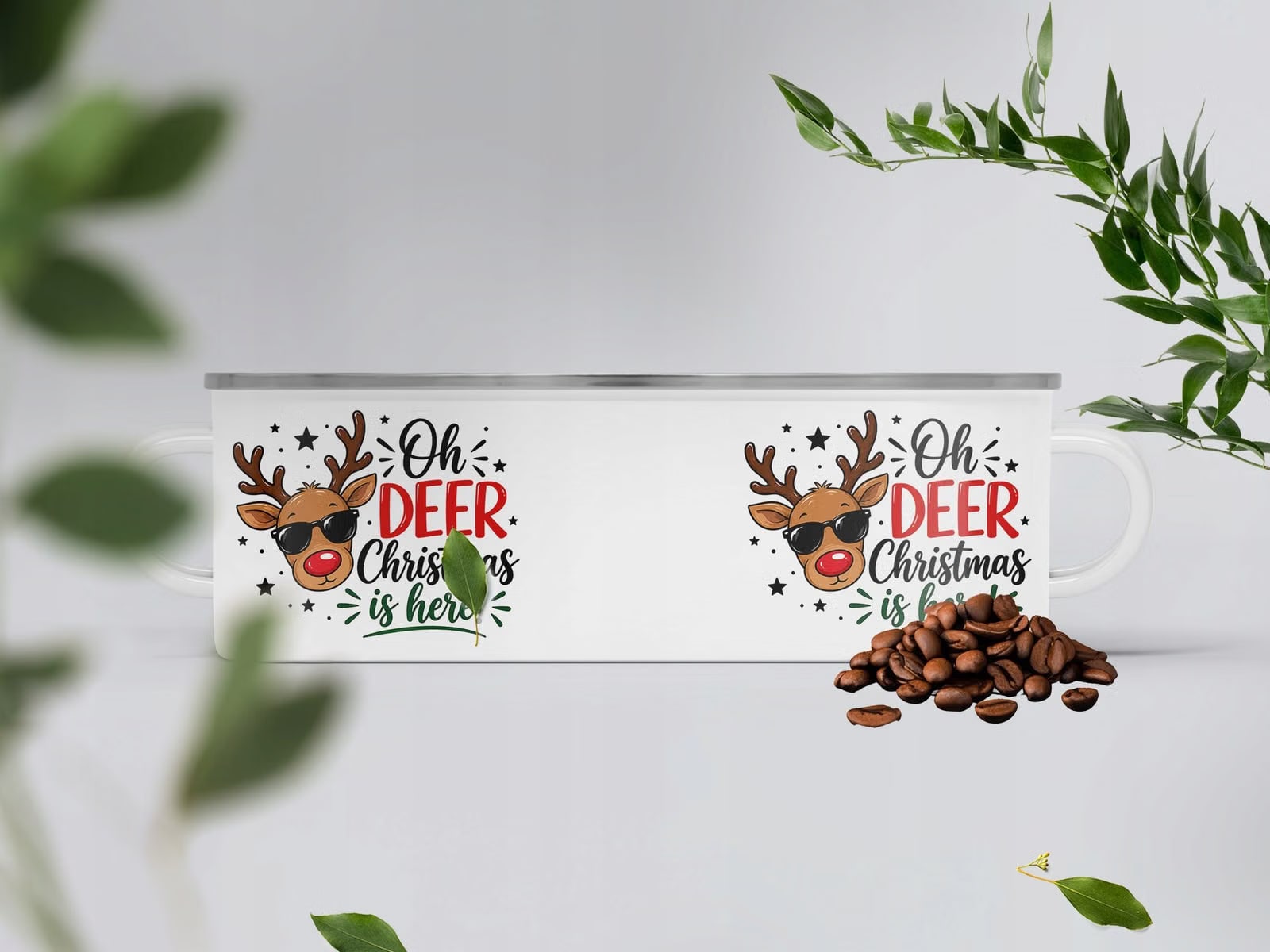 Kubek Emaliowany Boże Narodzenie Mikołajki Oh Deer Renifer Prezent