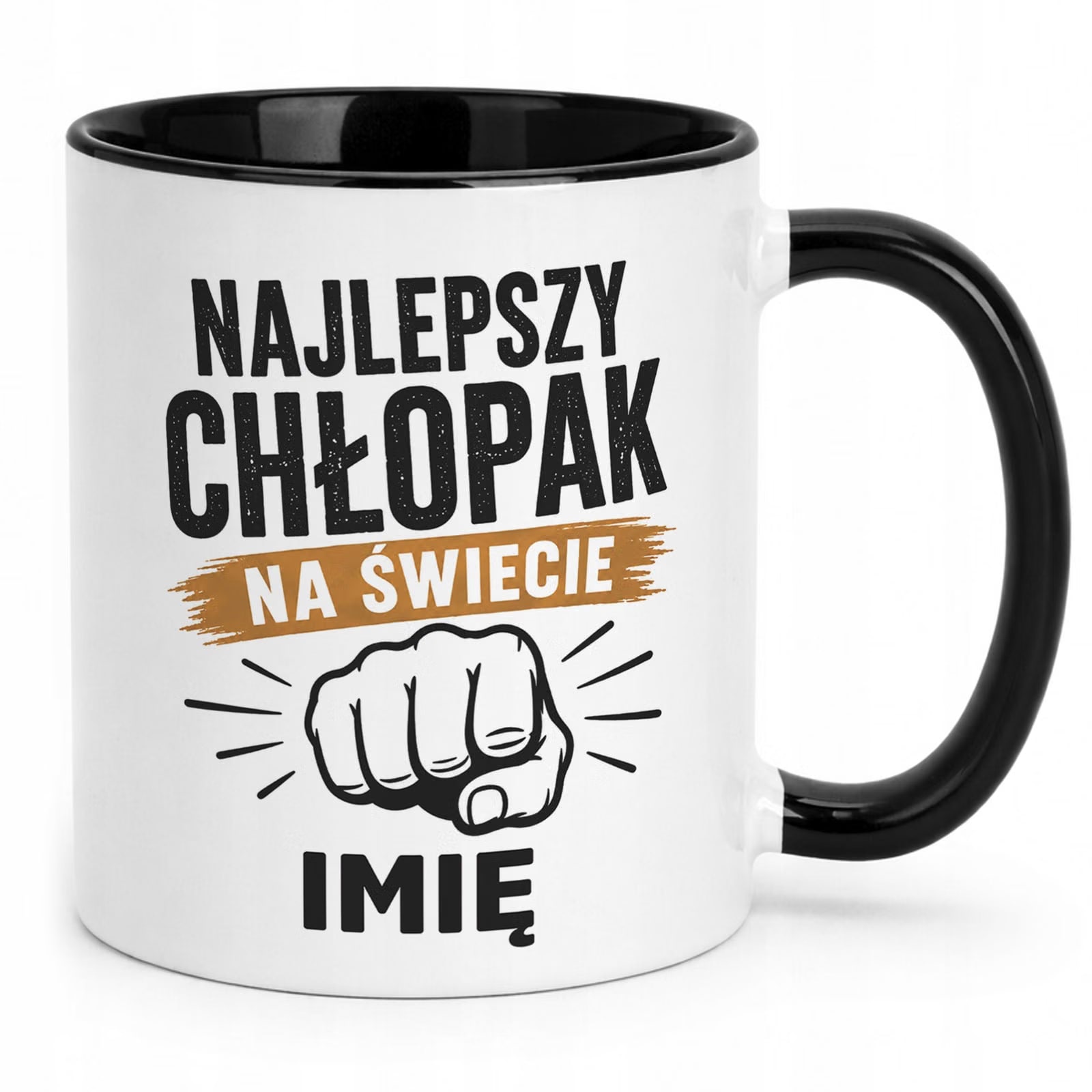 Czarny Kubek personalizowany z nadrukiem Dzień Chłopaka Mężczyzny Prezent