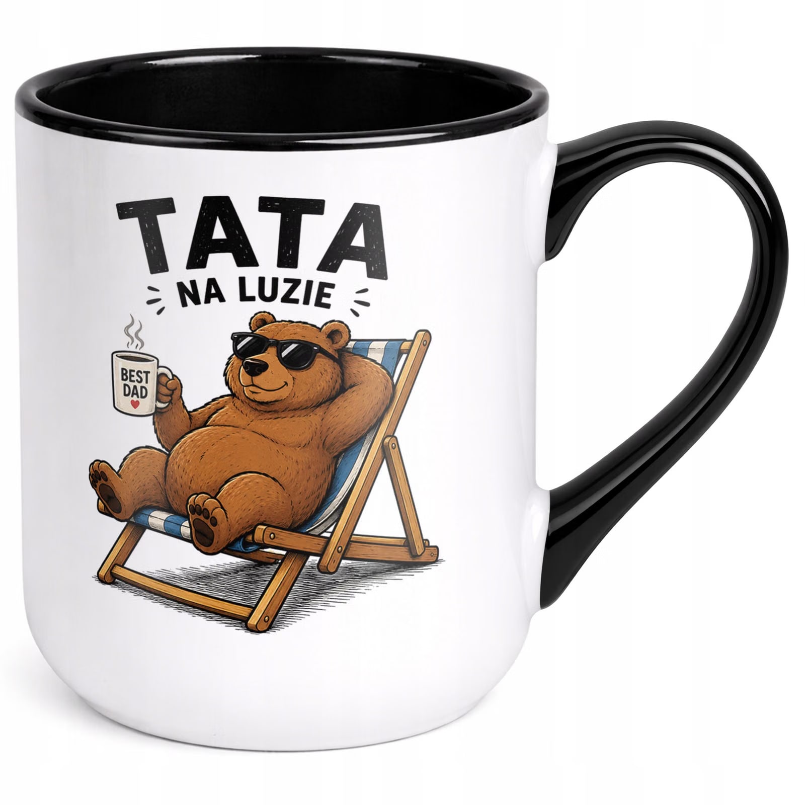 Kubek z nadrukiem Premium Czarny Dla Taty Dzień Ojca Upominek Prezent