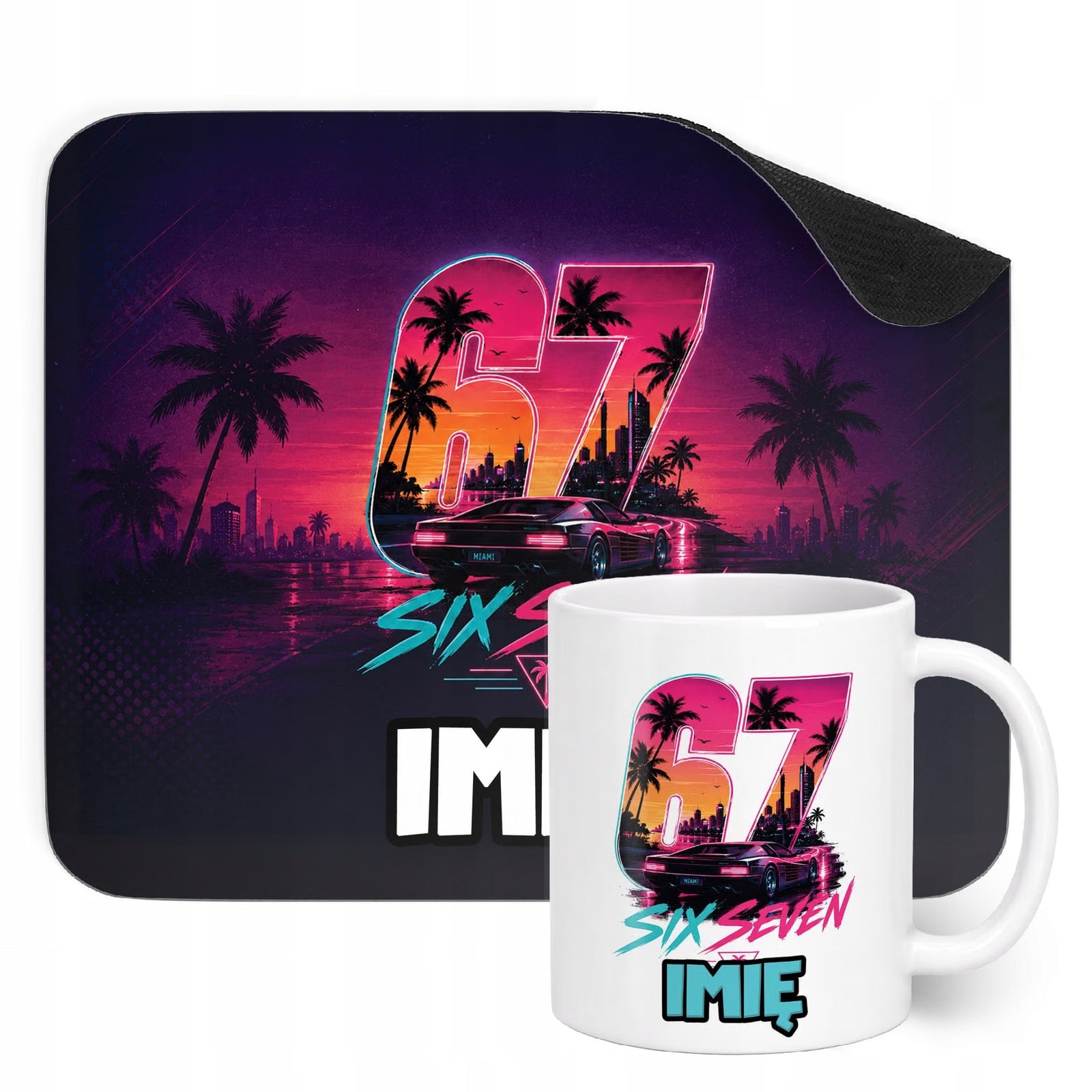 Zestaw personalizowany Kubek Podkładka pod mysz Miami Vice 67 Six Seven