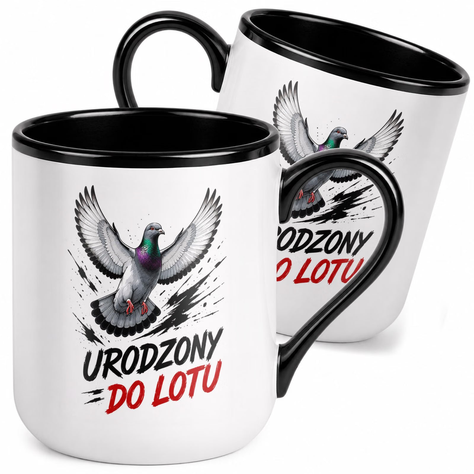 Kubek z nadrukiem Premium Czarny Dla Gołębiarza Hodowca Gołębi Prezent