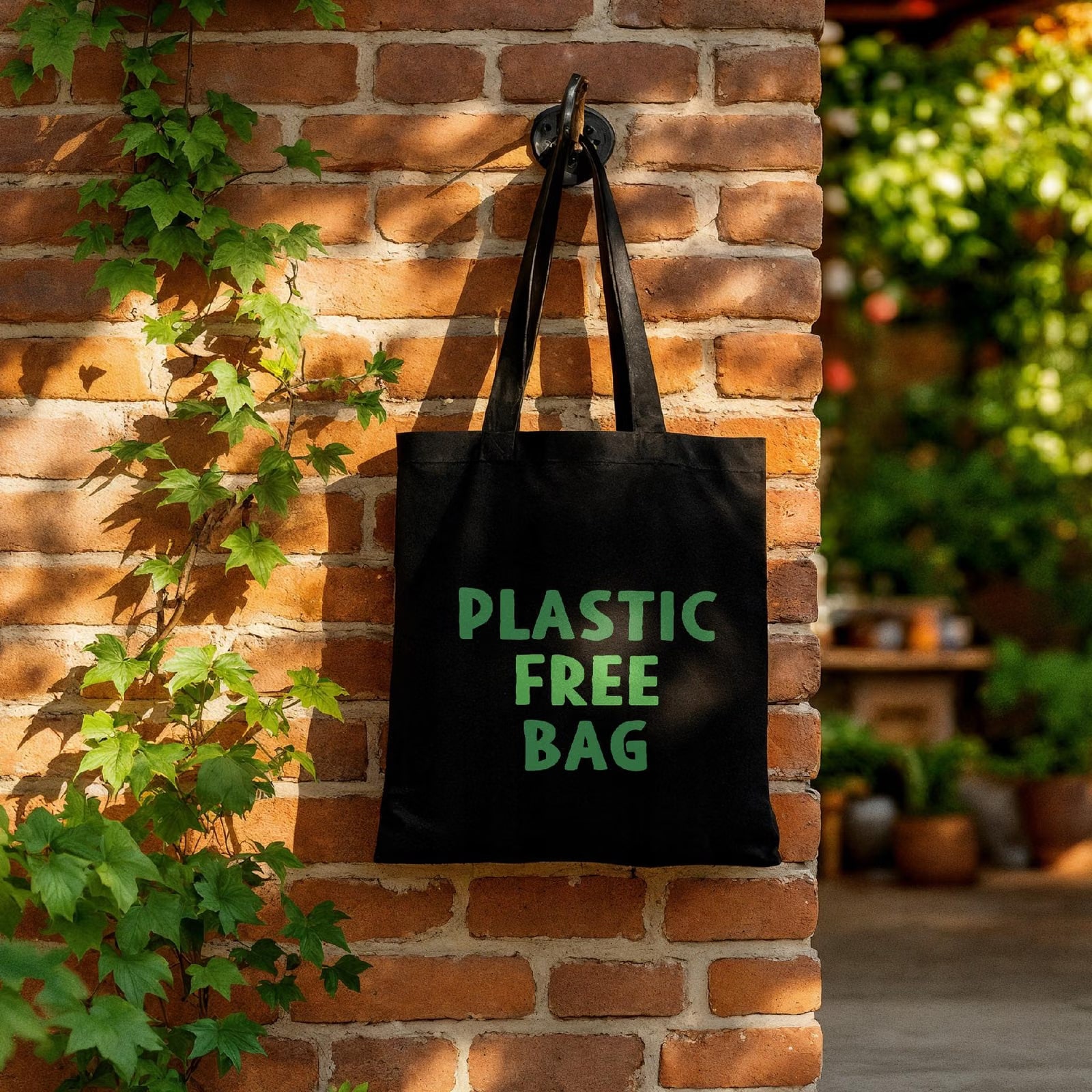 Torba bawełniana czarna na zakupy Eco Ekologia Przyroda Prezent