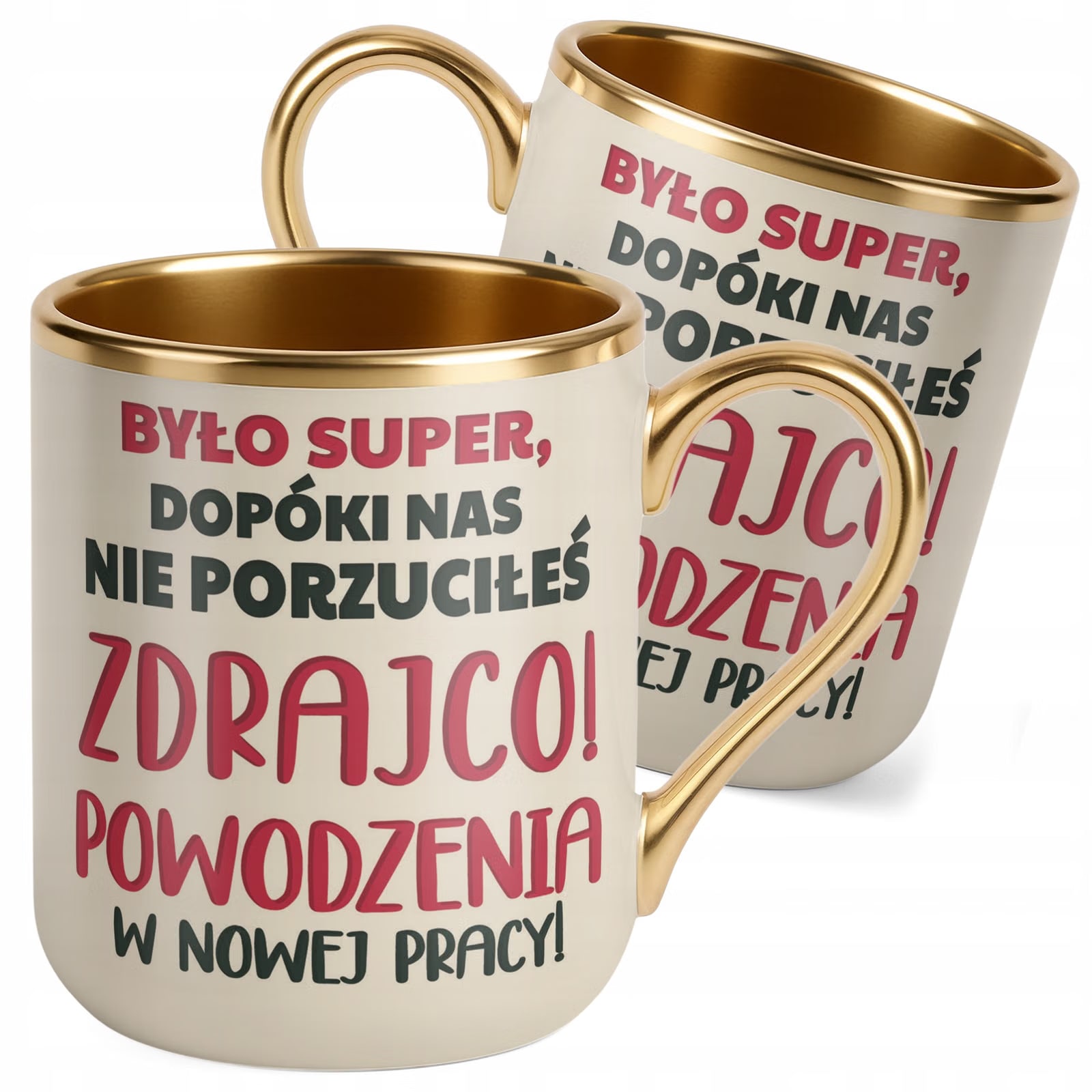Kubek Premium Złoty Ecru Pożeganie Odejście z Pracy Dla Kolegi Prezent