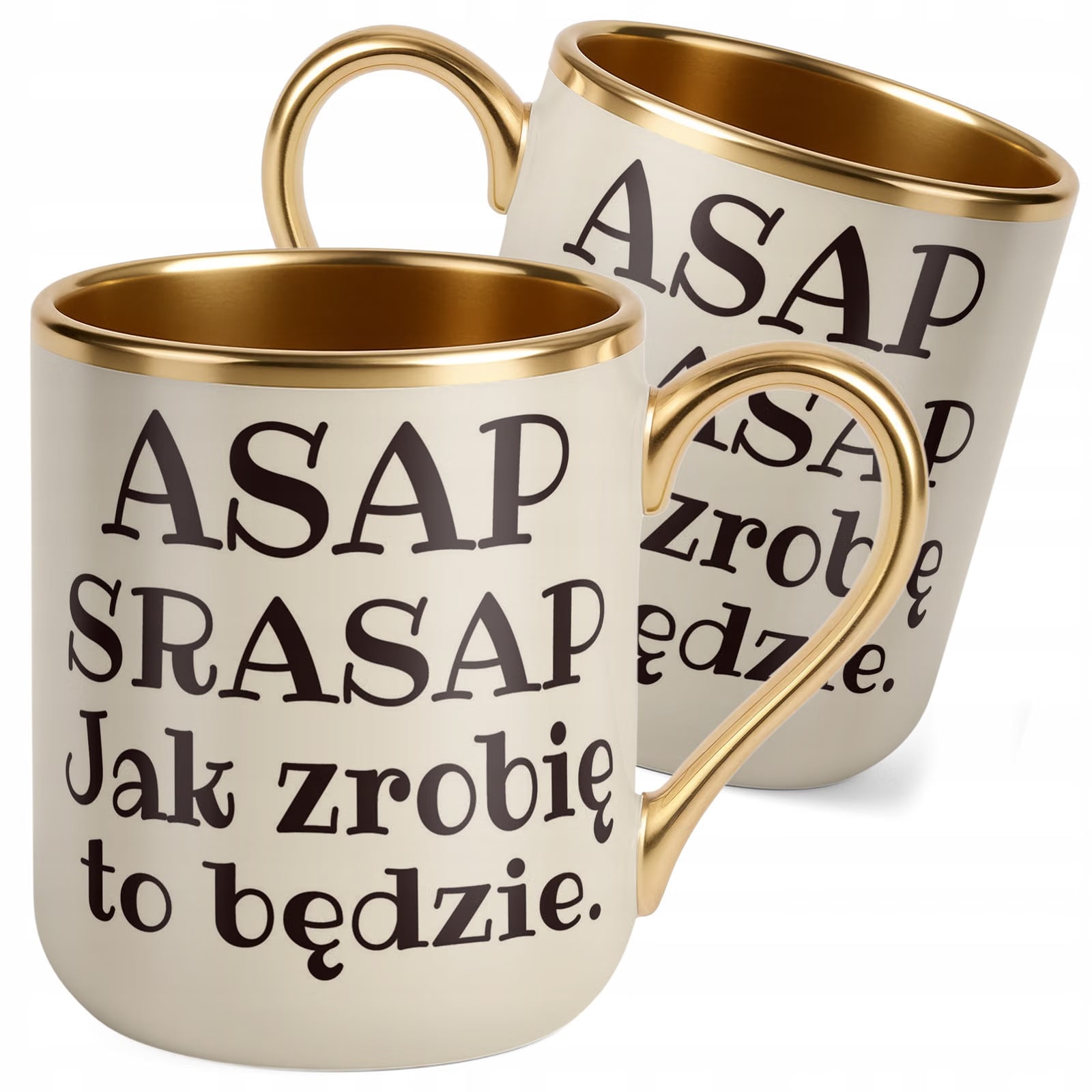 Kubek Premium Złoty Ecru ASAP SRASAP Śmieszny Prezent