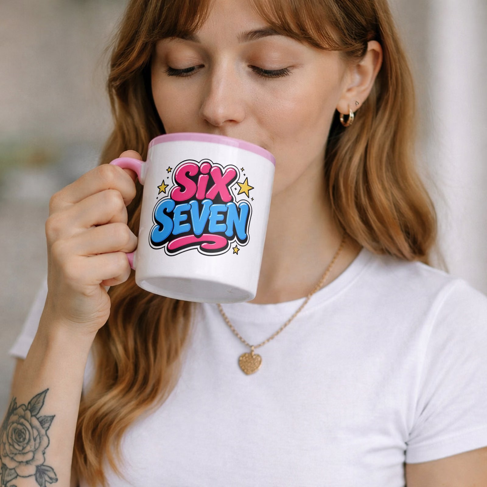 Zestaw Kubek Różowy Poduszka Z Nadrukiem SIX SEVEN Prezent