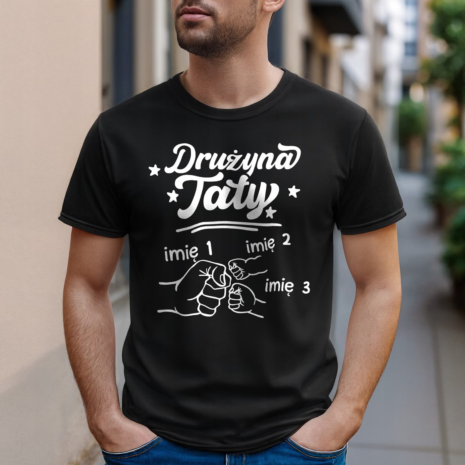 Koszulka czarna męska Personalizowana Dzień Ojca Prezent r. 3XL