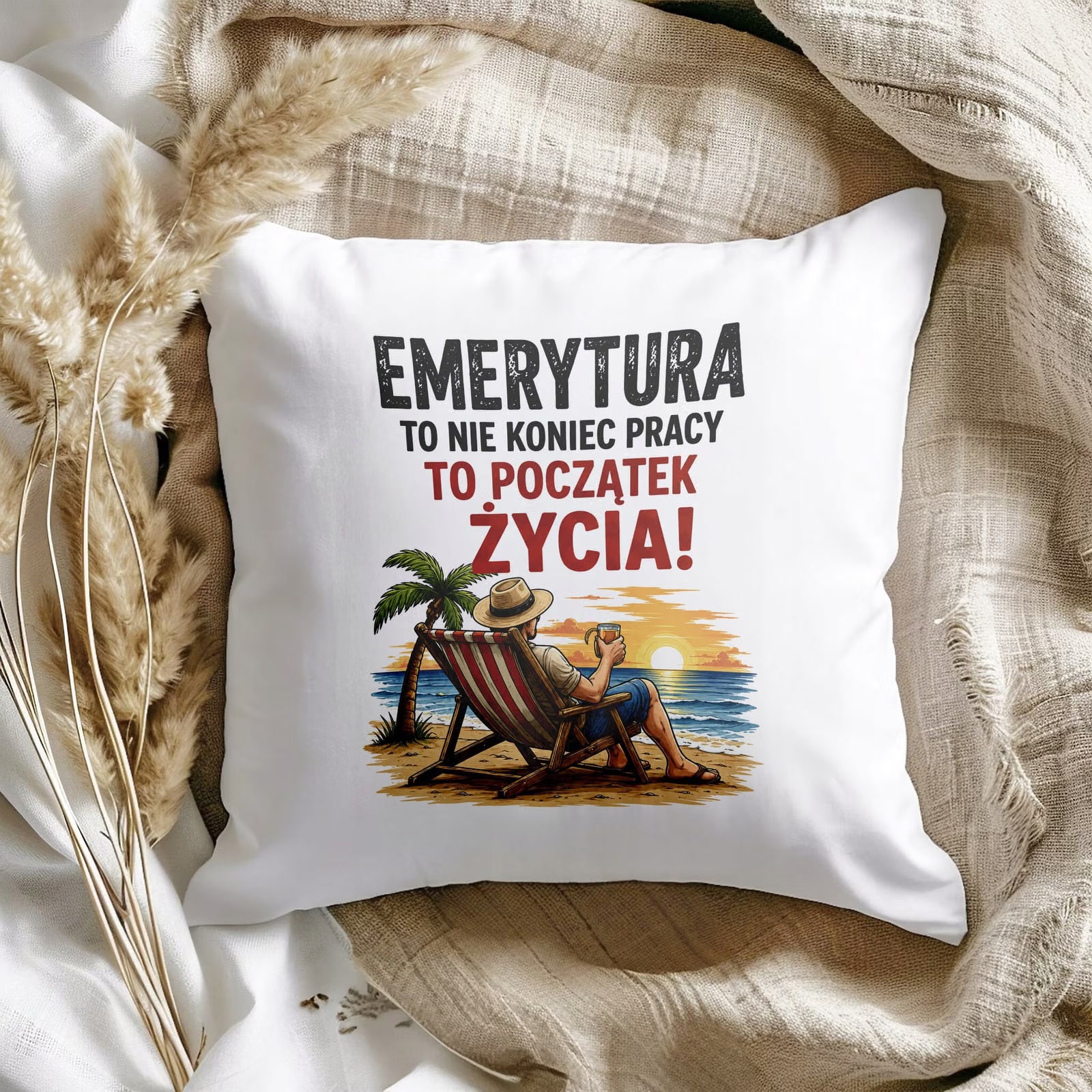 Poduszka Jasiek 38x38cm z Nadrukiem Emerytura Dla Emeryta Emerytki Prezent