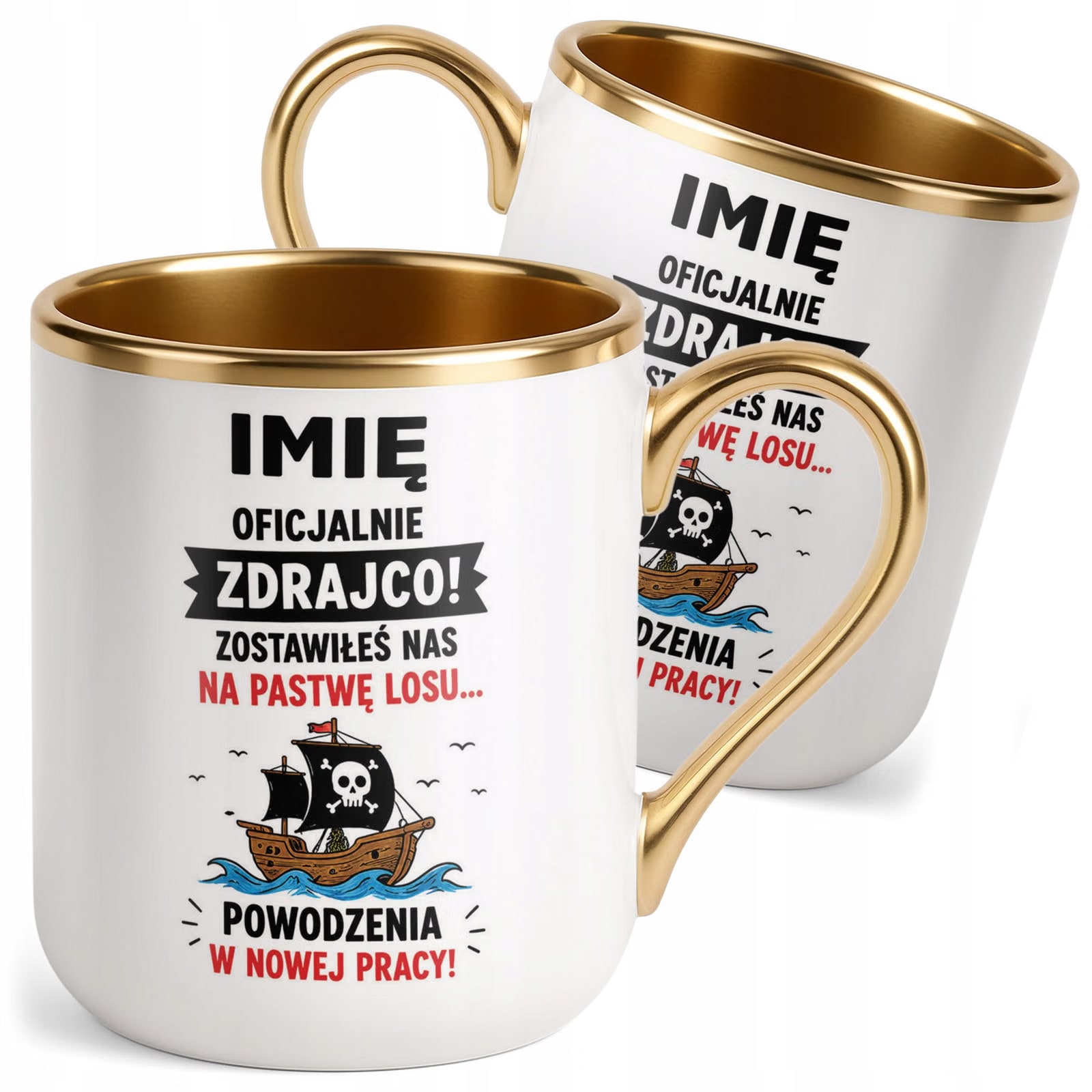 Kubek Personalizowany z nadrukiem Premium Złoty Odejście z Pracy