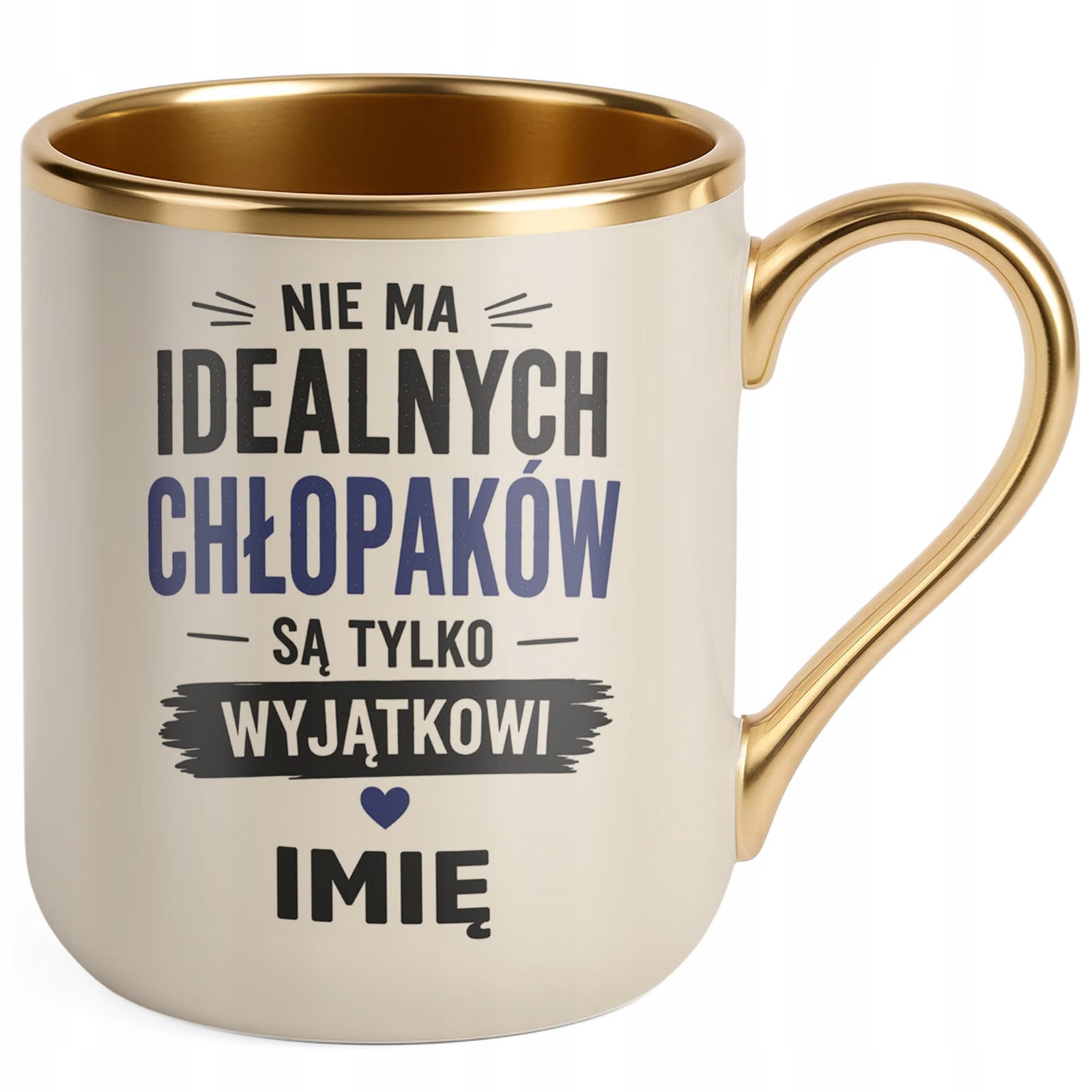 Kubek personalizowany z nadrukiem Premium Złoty Ecru Dzień Chłopaka