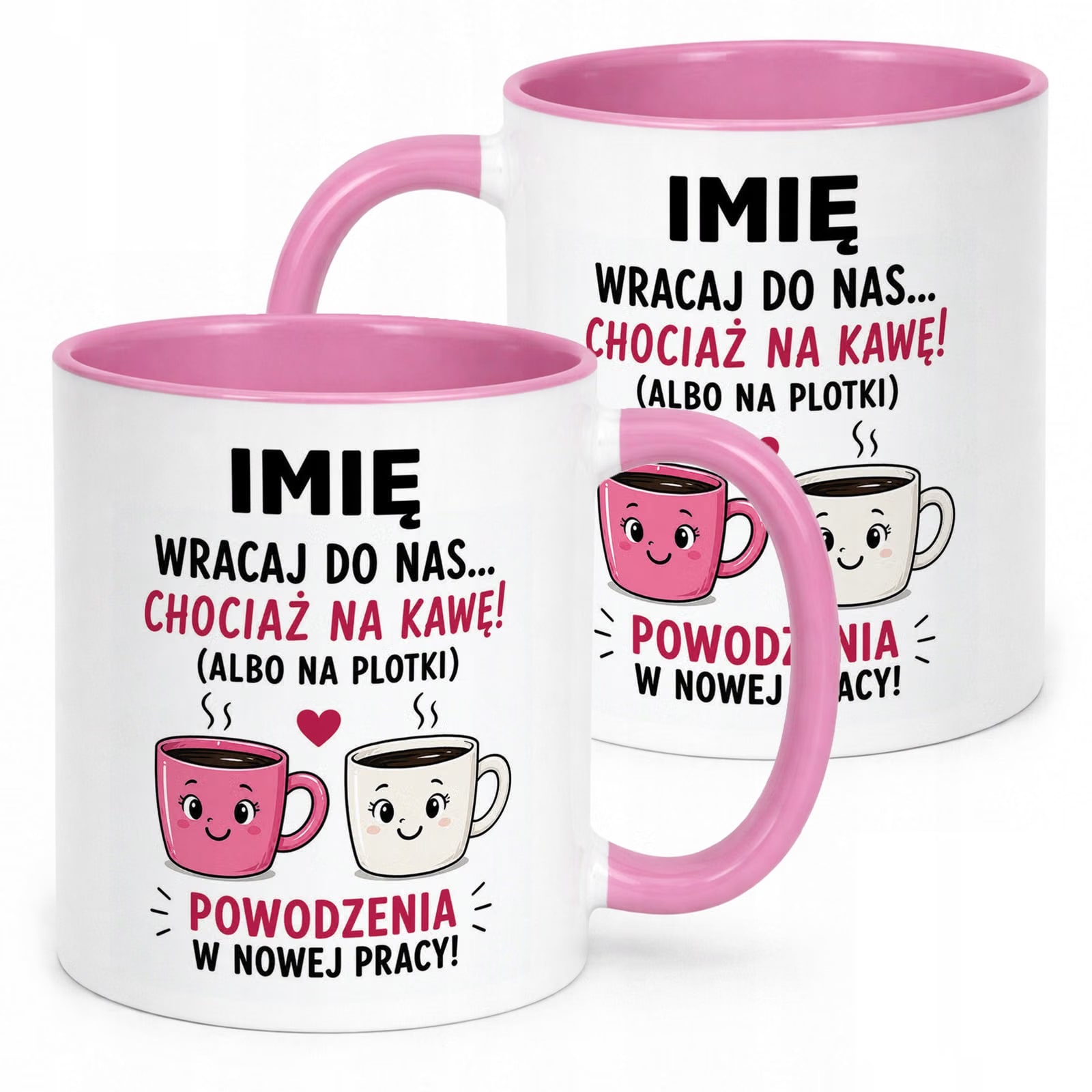 Kubek Różowy Personalizowany z Nadrukiem Pożegnanie Odejście z Pracy