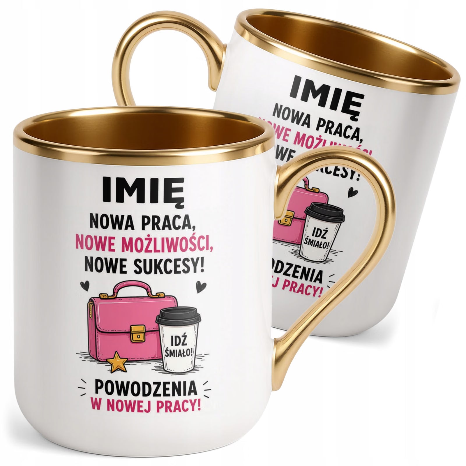 Kubek Personalizowany z nadrukiem Premium Złoty Odejście z Pracy