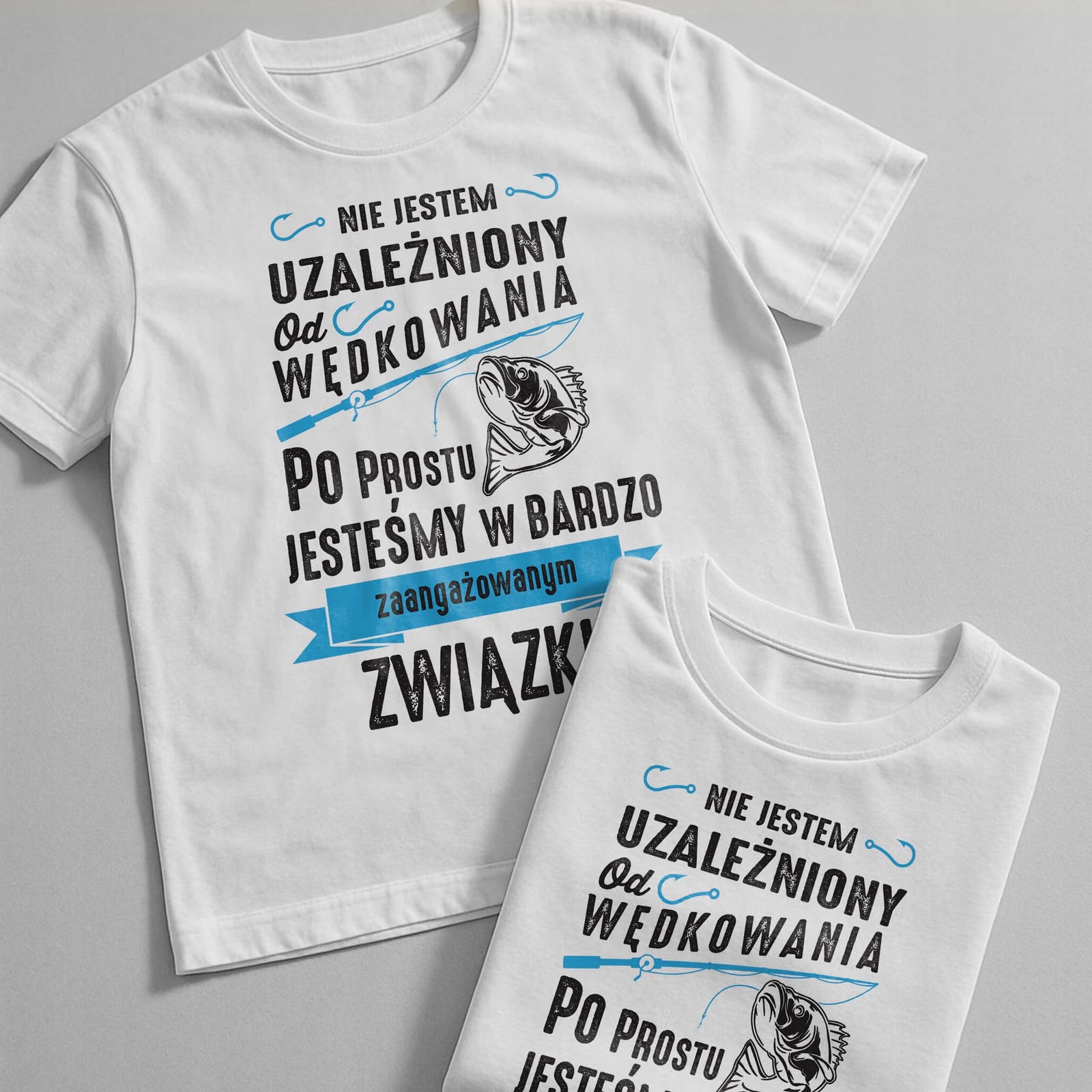Koszulka biała męska Dla Wędkarza Wędkowanie Ryby Prezent r. 3XL