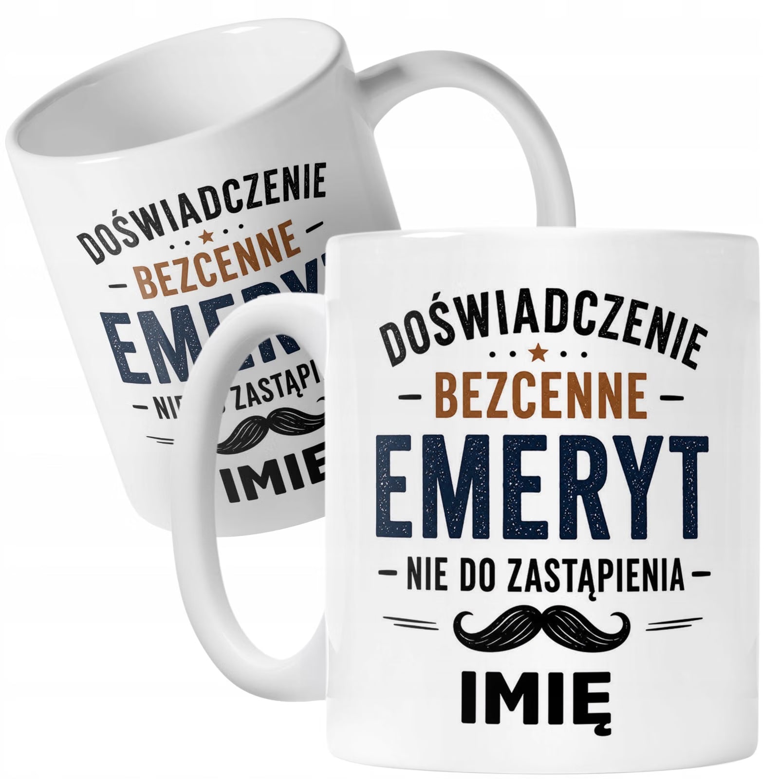 Biały Kubek Personalizowany z Nadrukiem Emerytura Dla Emeryta Prezent