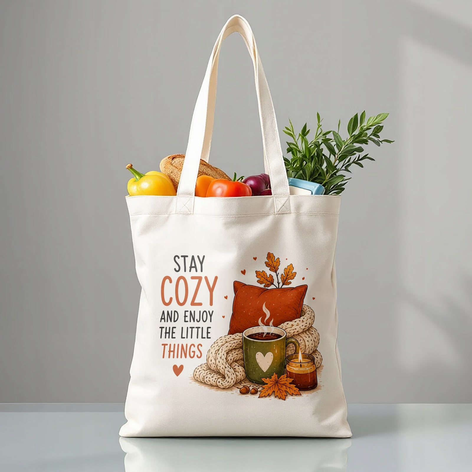 Torba shopper bawełniana premium jesień jesienna na zakupy z nadrukiem