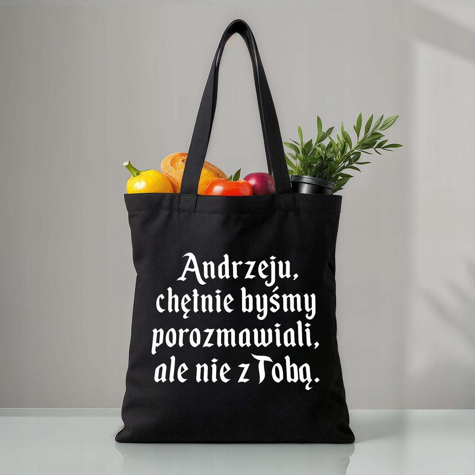 Torba bawełniana czarna na zakupy 1670 Chętnie Byśmy Porozmawiali