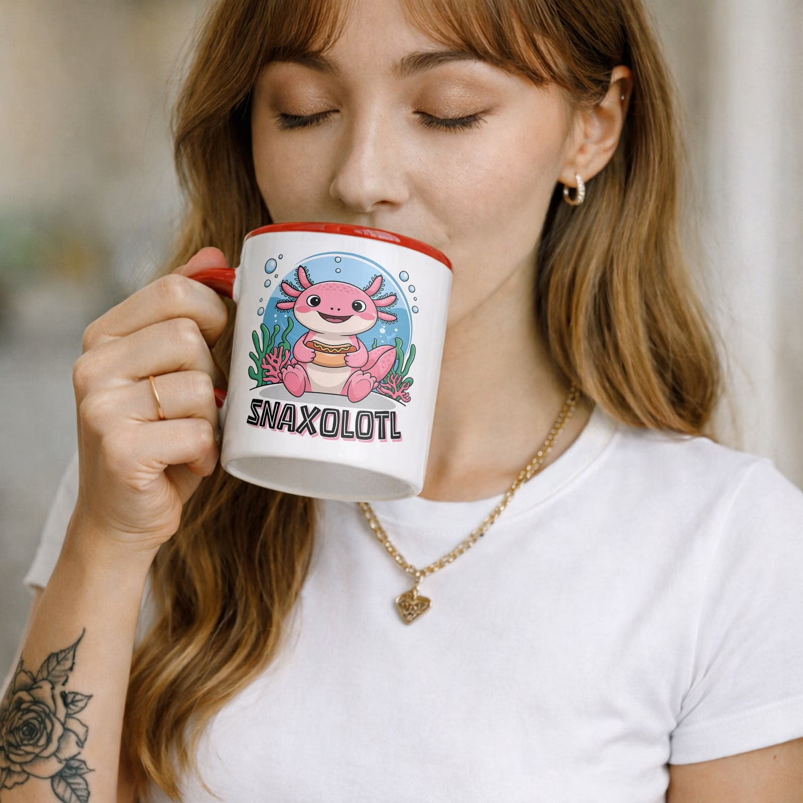 Piękny czerwony kubek dla dzieci Aksolotl Axolotl Zwierzak Viral