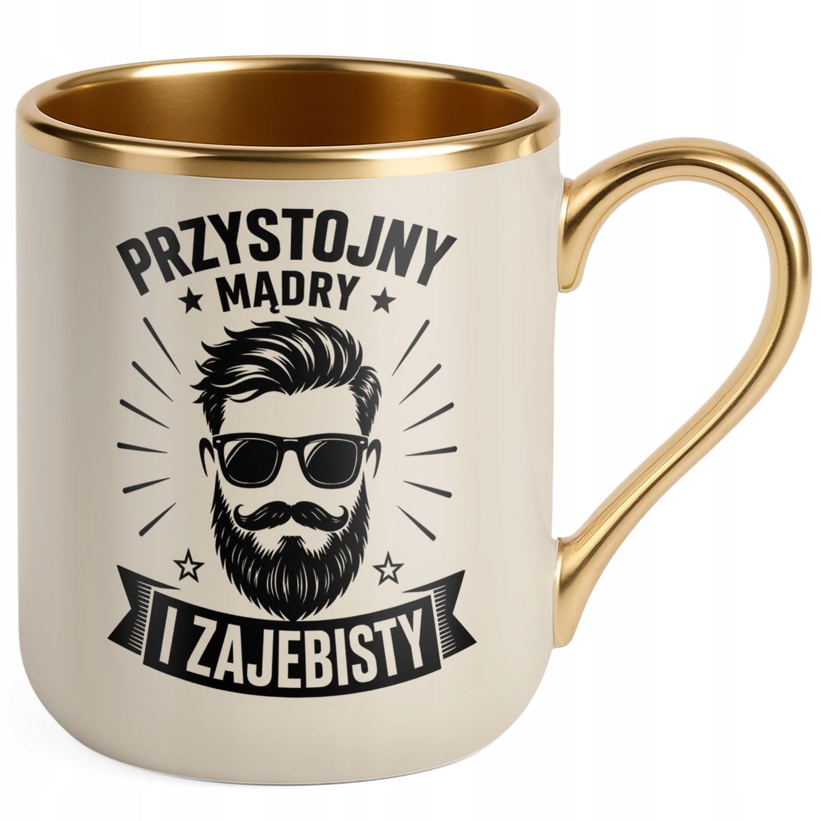 Kubek z nadrukiem Premium Złoty Ecru Dzień Chłopaka Mężczyzny Prezent