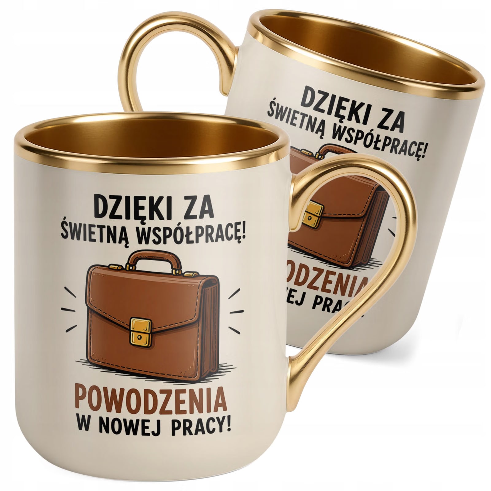 Kubek z nadrukiem Premium Złoty Ecru Pożegnanie Odejście z Pracy