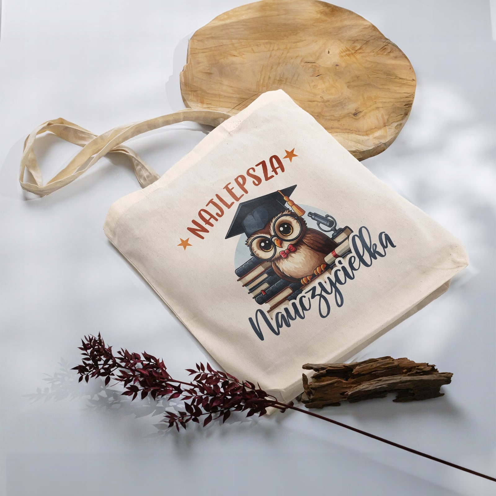 Torba bawełniana z dnem Dzień Nauczyciela Najlepsza Nauczycielka Prezent