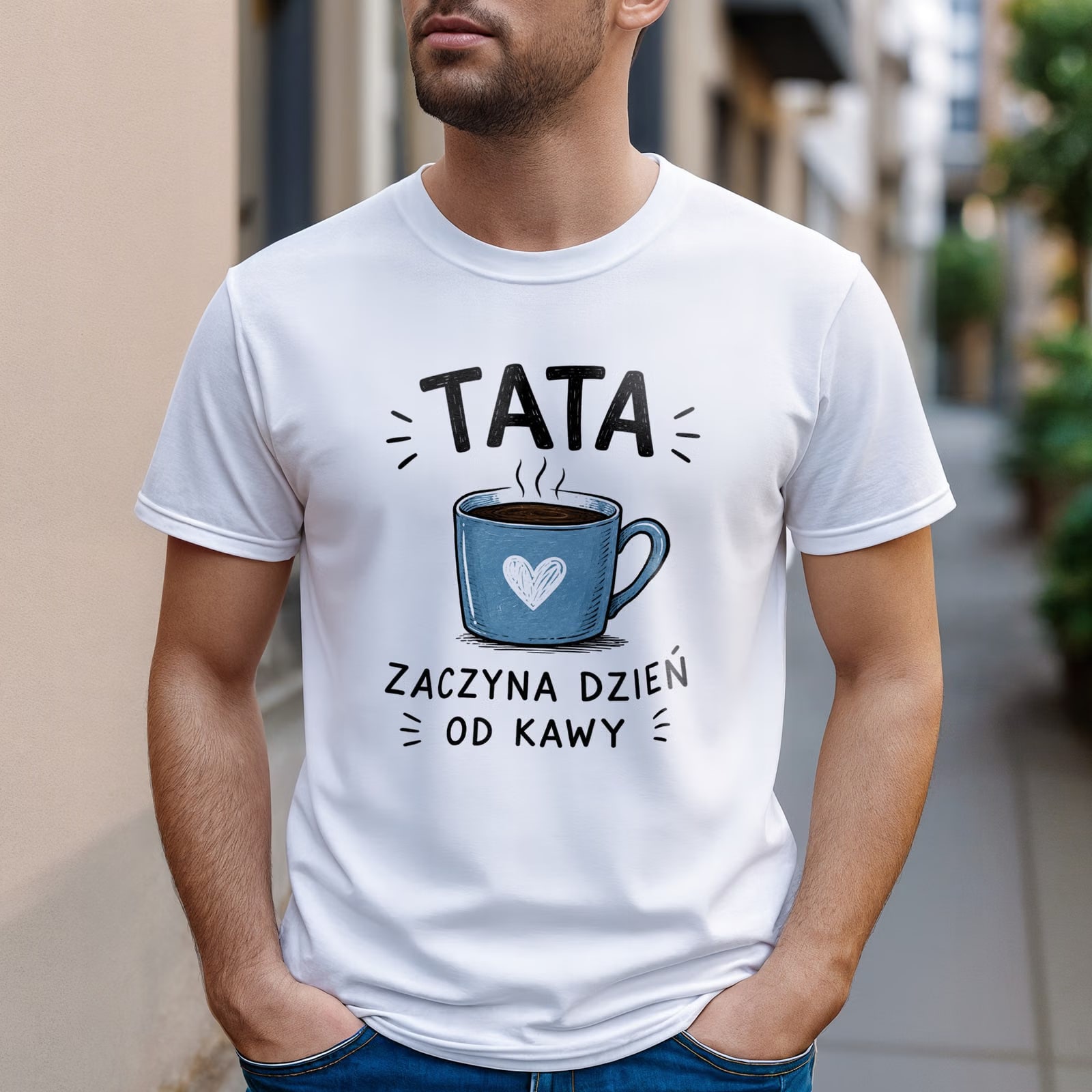 Koszulka biała męska prezent dla taty na Dzień Ojca upominek r. S