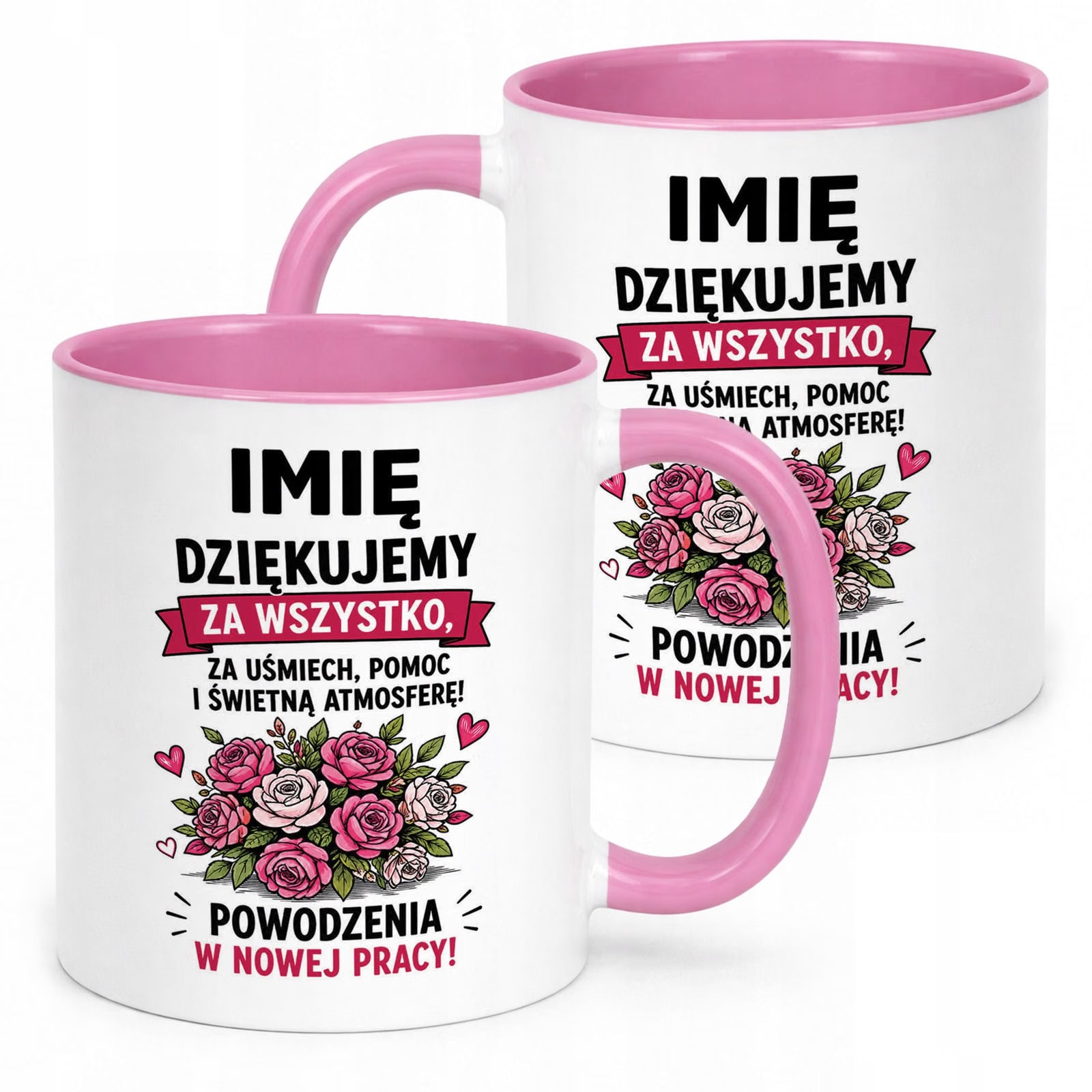 Kubek Różowy Personalizowany z Nadrukiem Pożegnanie Odejście z Pracy