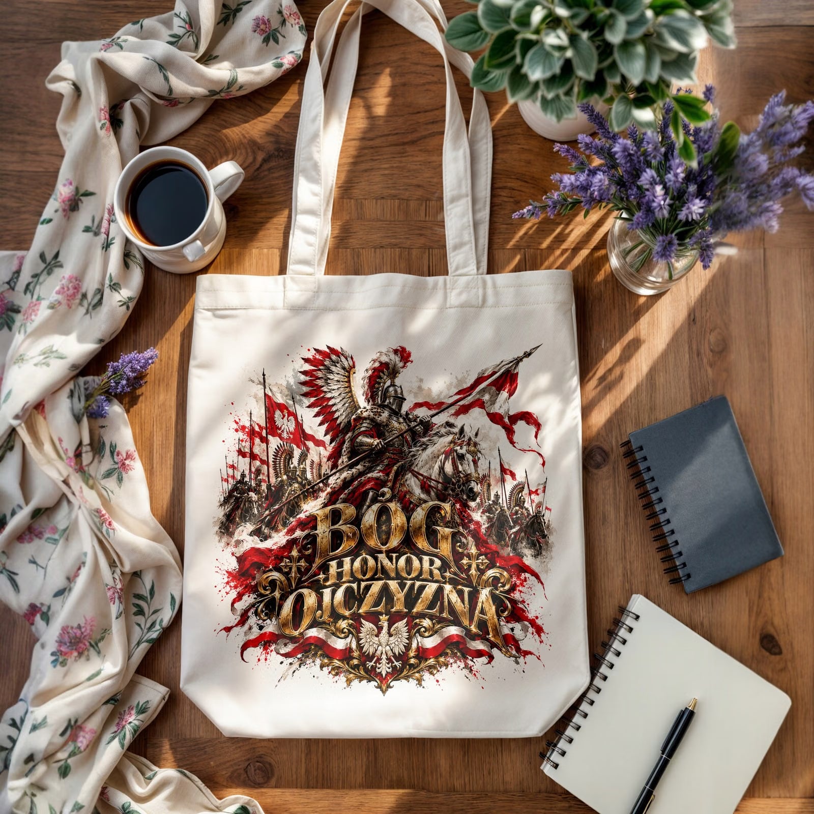 Torba shopper ecru premium patriotyczna święto niepodległości z nadrukiem