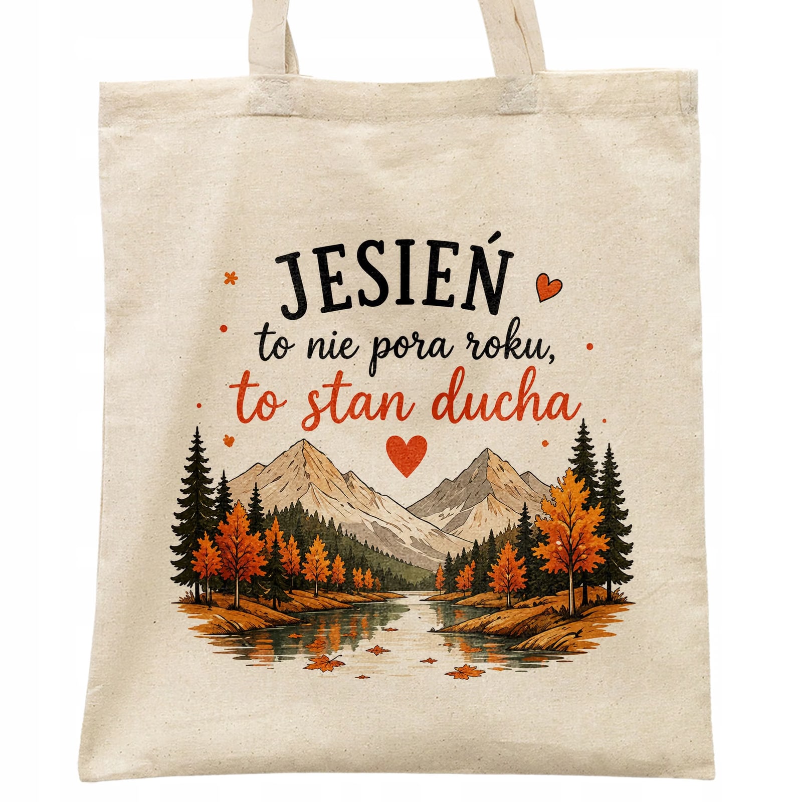Torba shopper bawełniana jesień jesienna na zakupy z nadrukiem