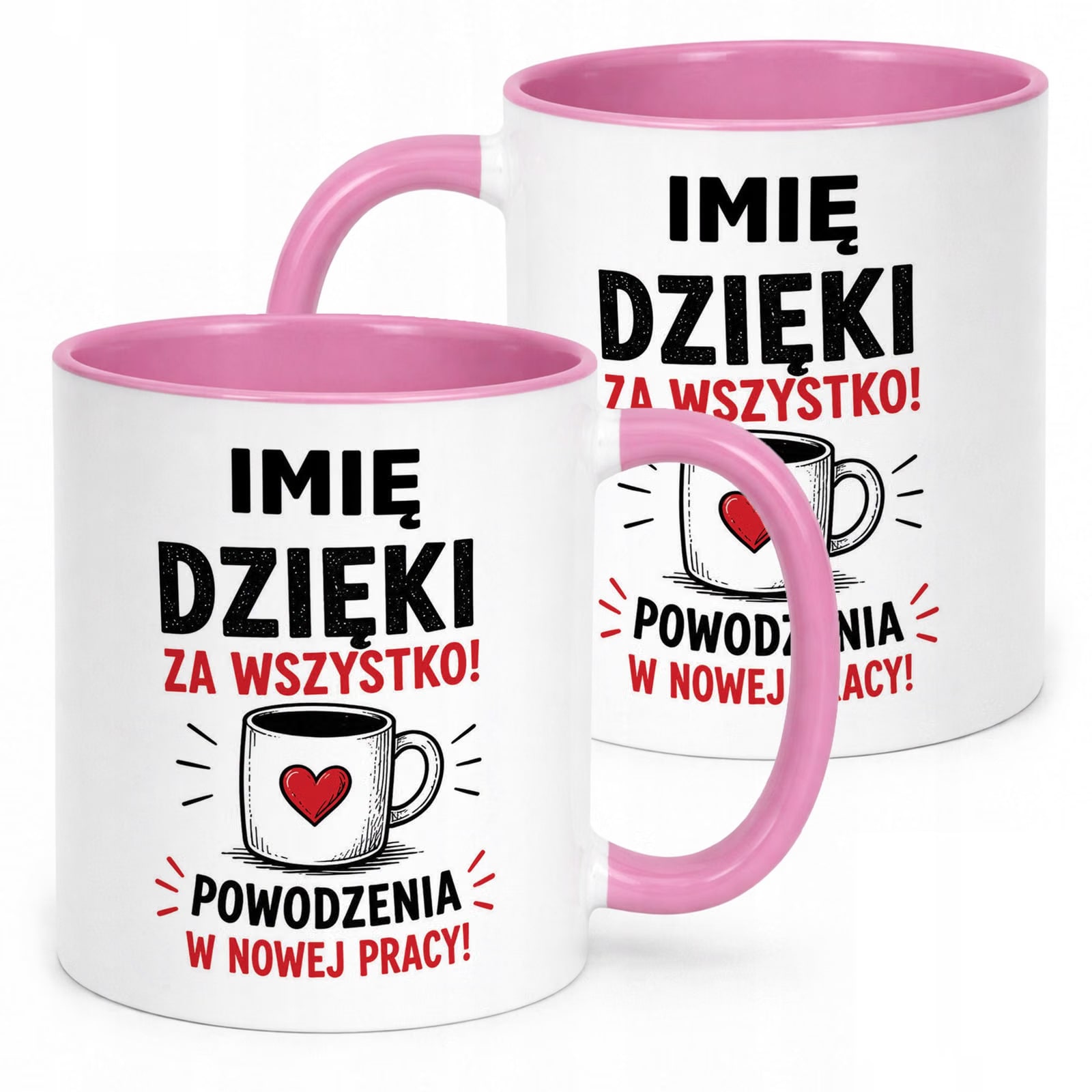 Kubek Różowy Personalizowany z Nadrukiem Pożegnanie Odejście z Pracy