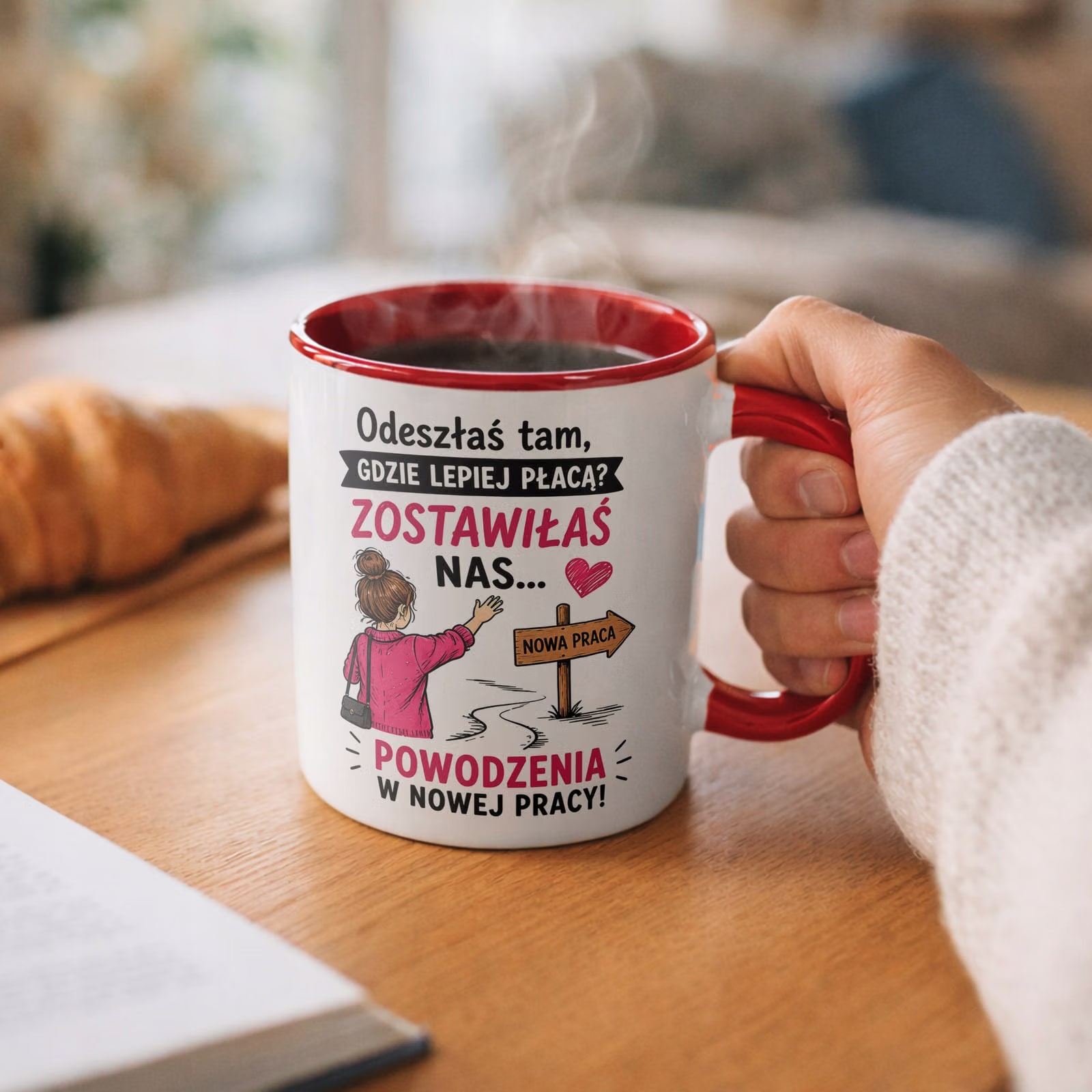 Kubek Czerwony z nadrukiem Pożegnanie Odejście z Pracy Dla Koleżanki