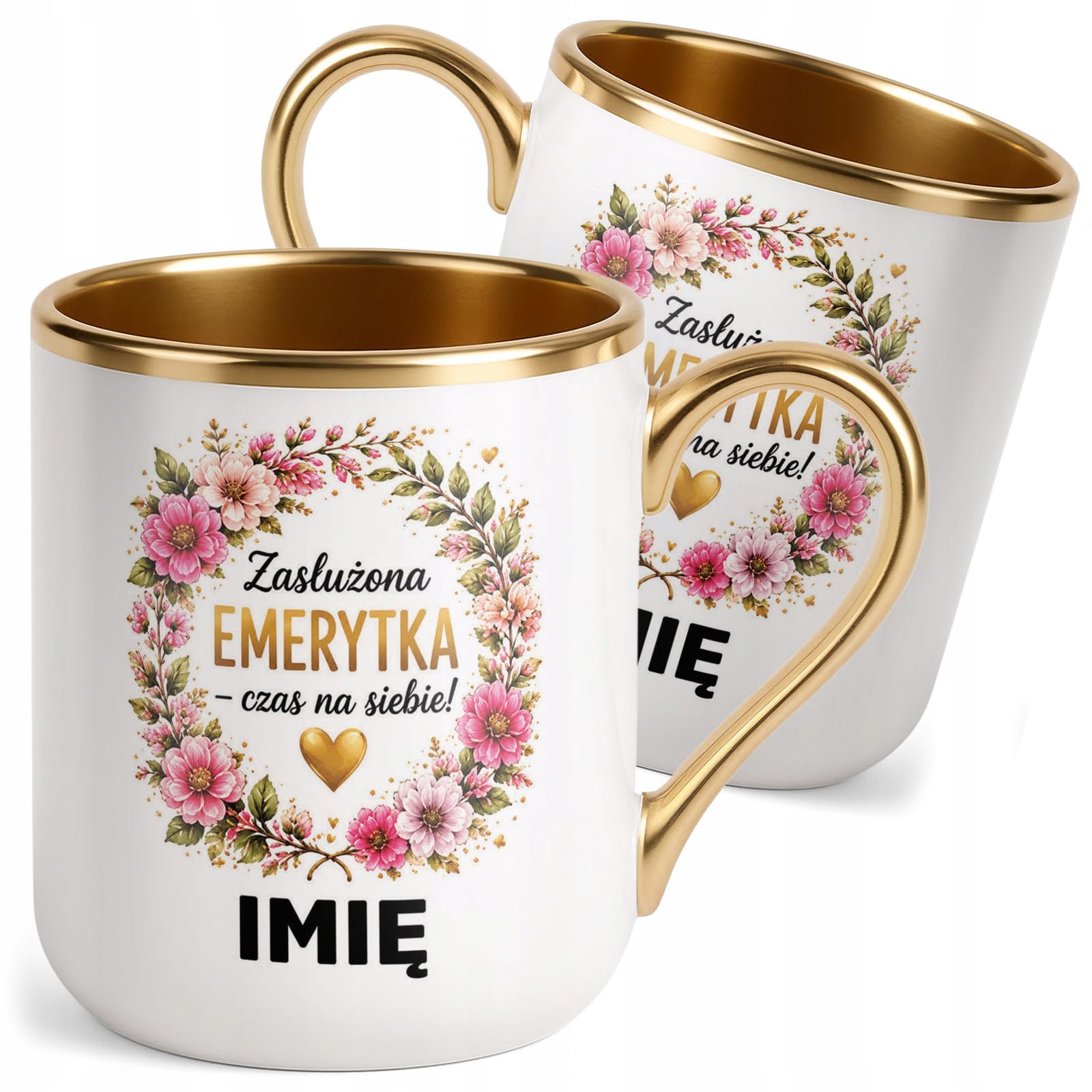 Kubek Personalizowany z nadrukiem Premium Złoty Emerytura Prezent