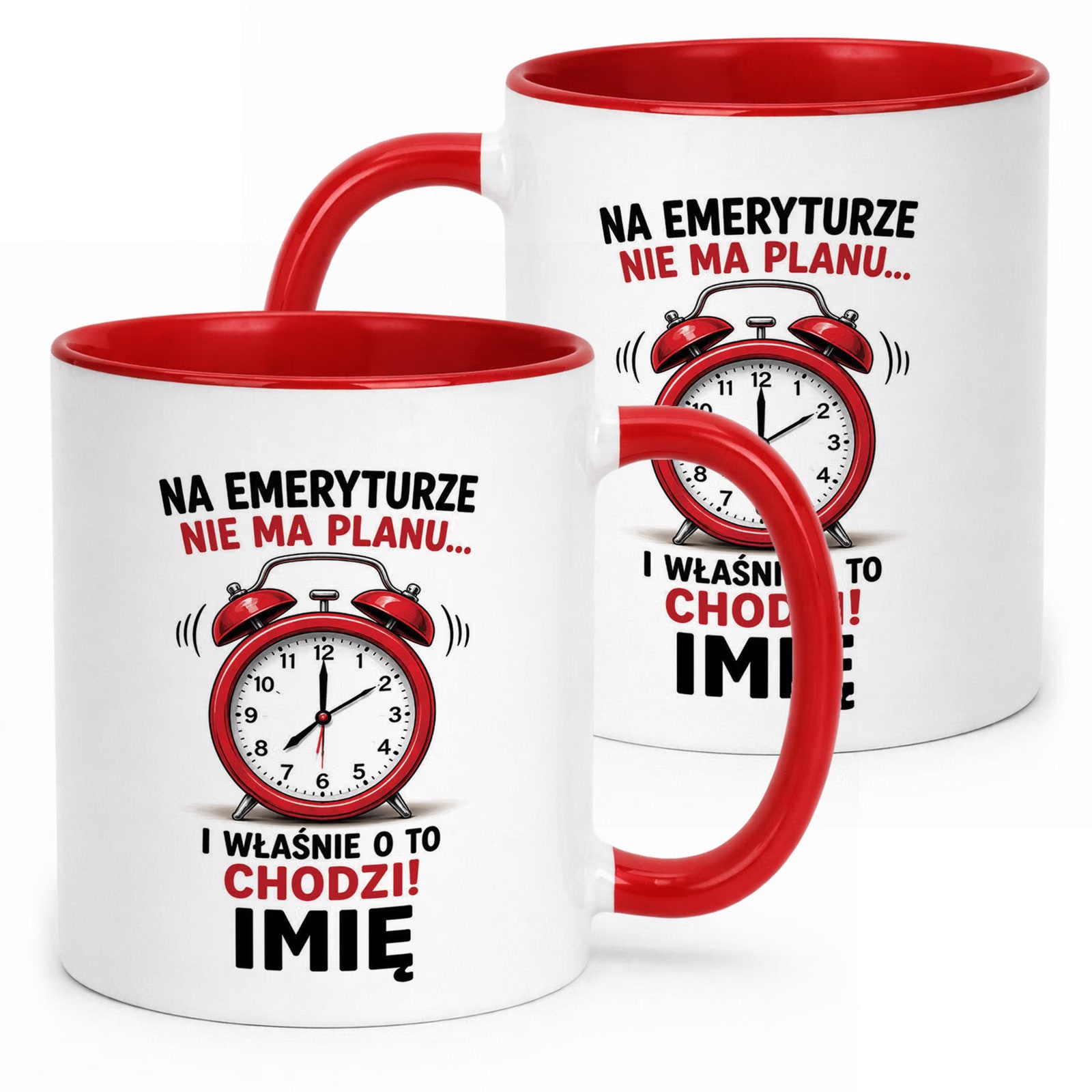 Kubek Czerwony Personalizowany z Nadrukiem Emerytura Upominek Prezent