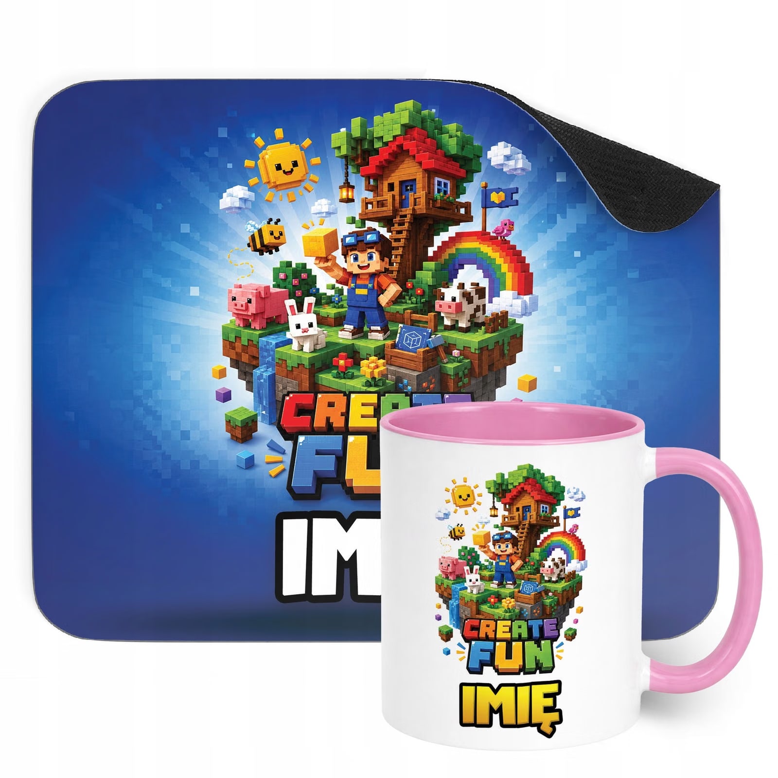 Zestaw personalizowany Kubek Różowy Podkładka pod mysz gra Create Fun
