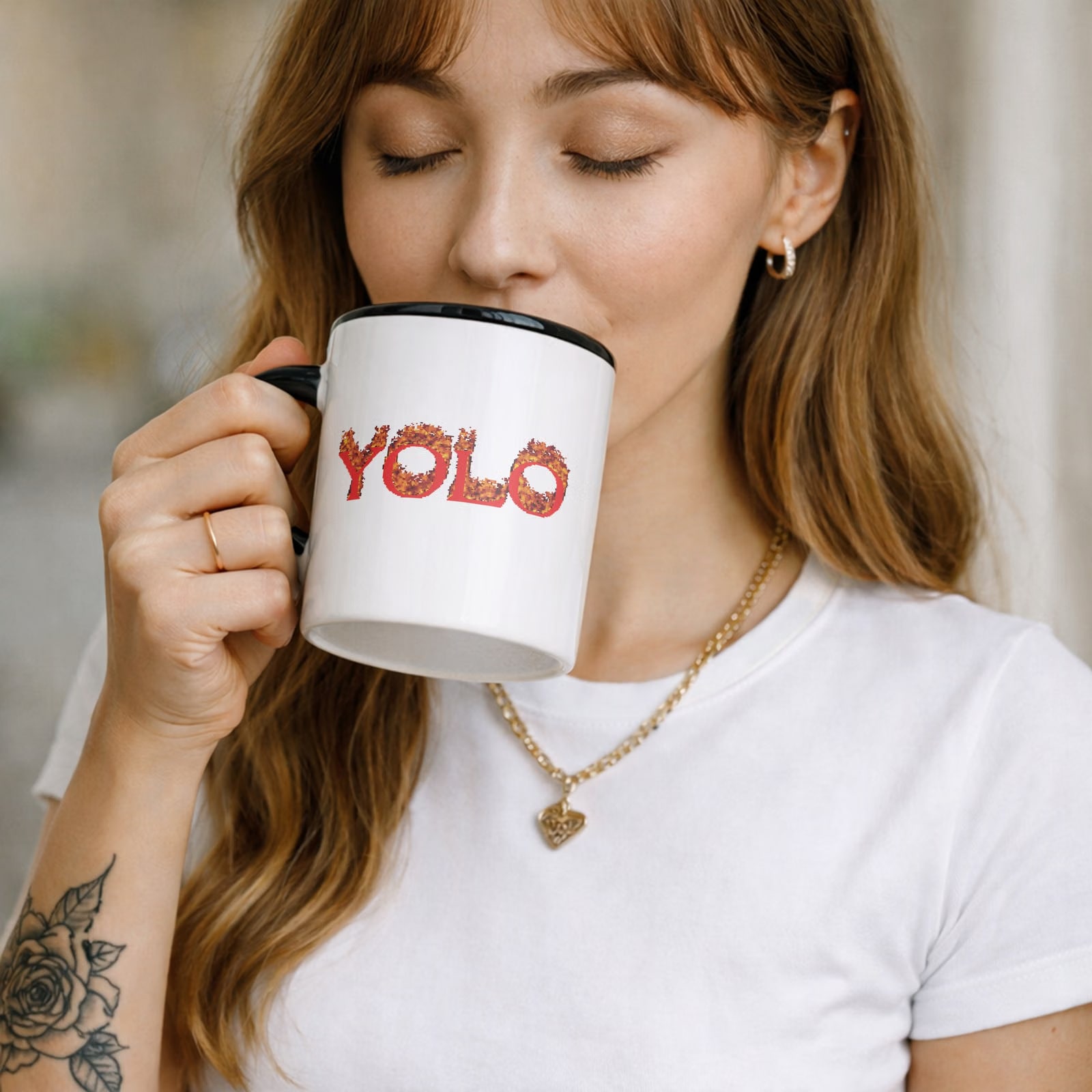 Kubek Czarny YOLO Śmieszne Memy Zabawne Prezent