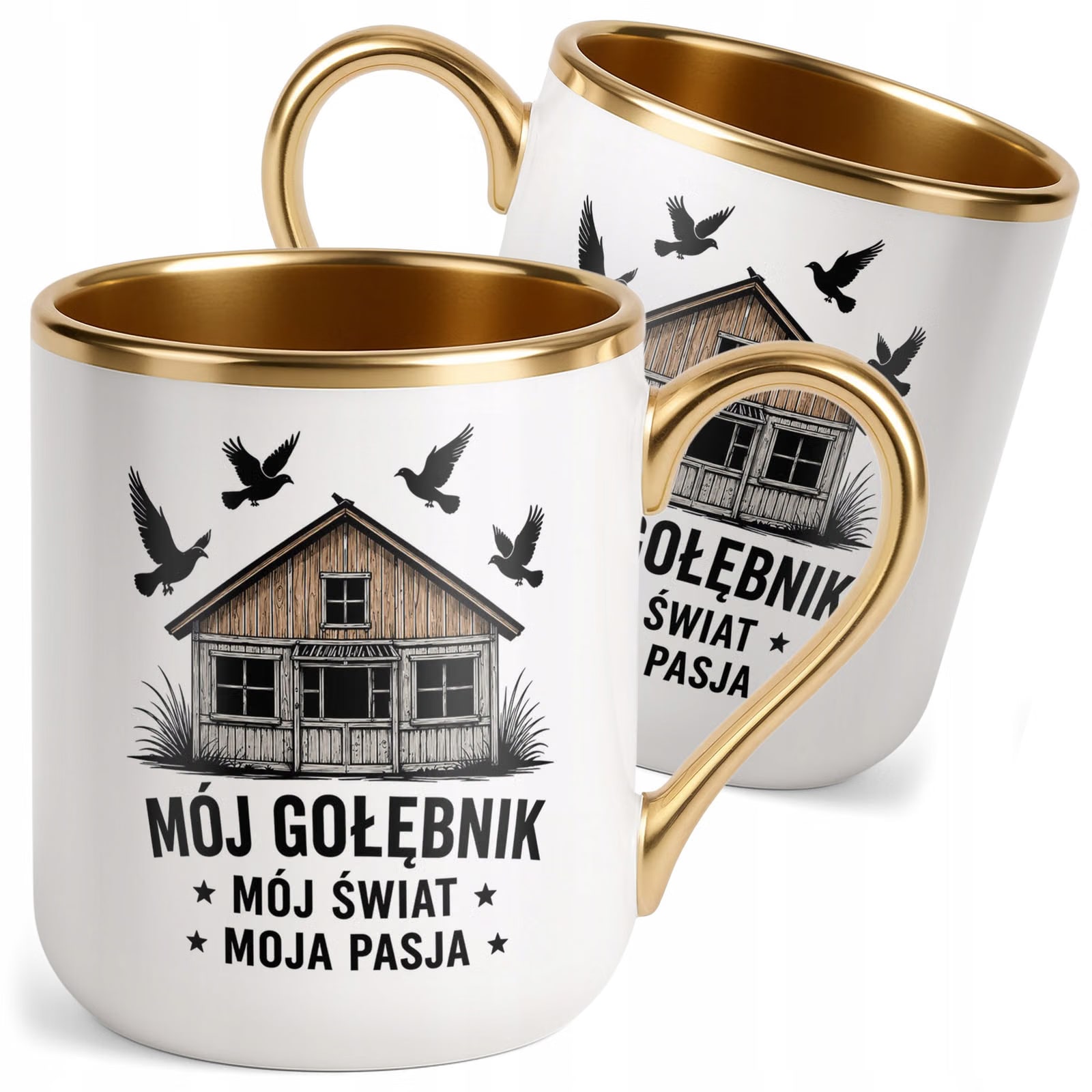 Kubek z nadrukiem Premium Złoty Dla Gołębiarza Hodowcy Gołębi Prezent