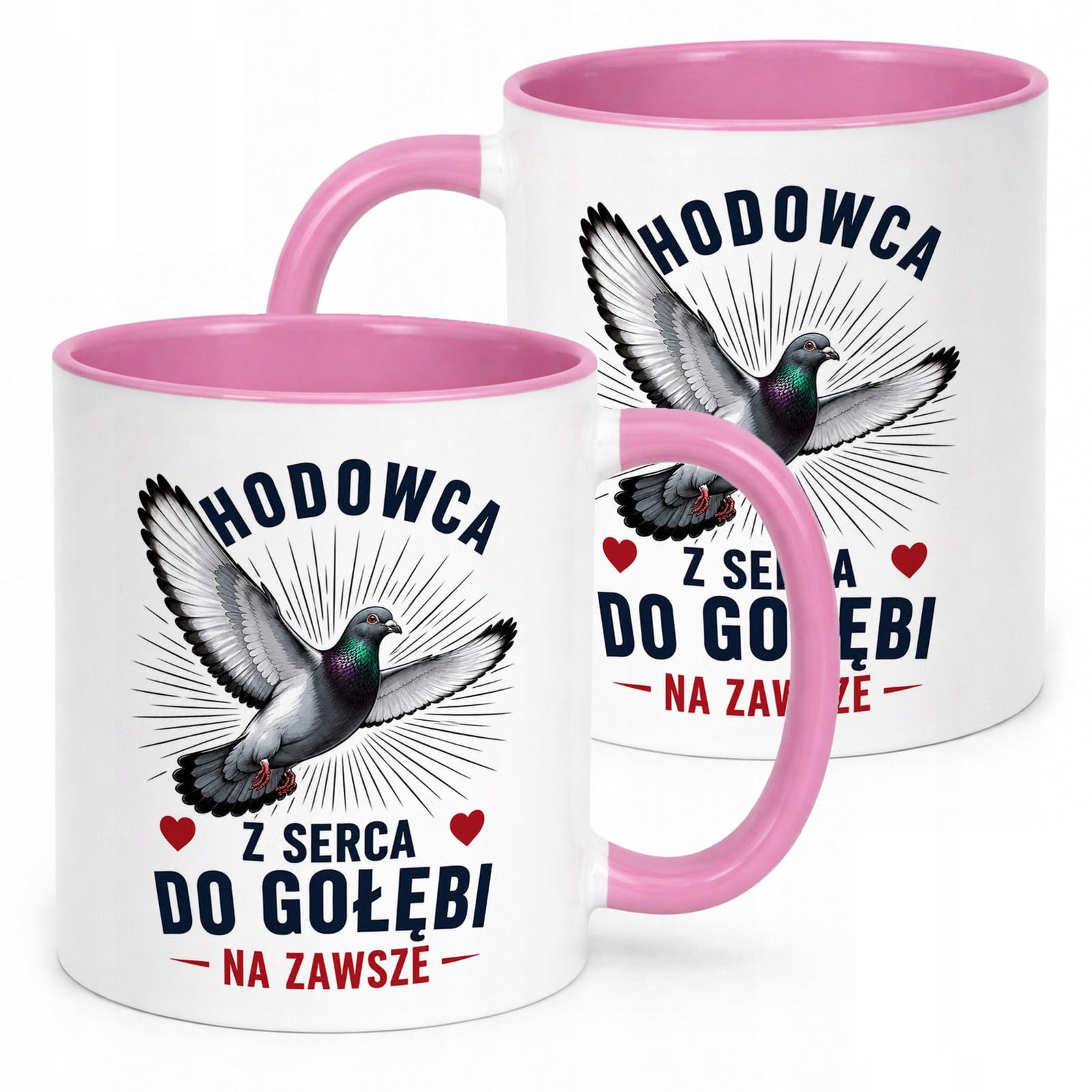 Różowy Kubek z nadrukiem Dla Gołębiarza Hodowcy Gołębi Upominek Prezent
