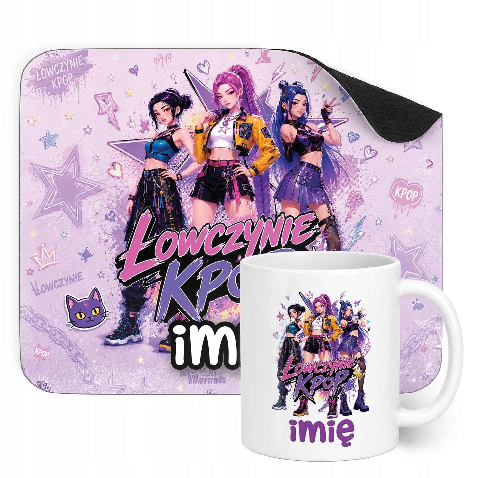 Zestaw personalizowany Kubek Podkładka pod mysz Łowczynie Kpop
