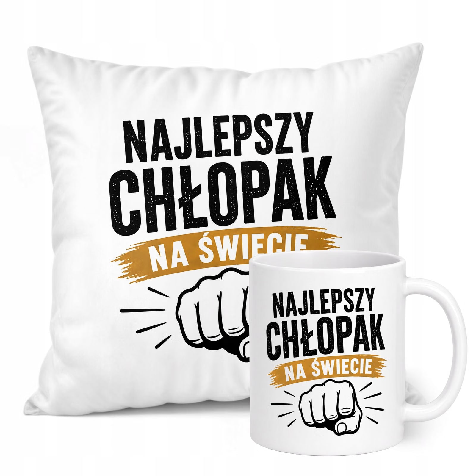 Zestaw Kubek Biały Poduszka Dzień Chłopaka Z Nadrukiem Prezent Upominek