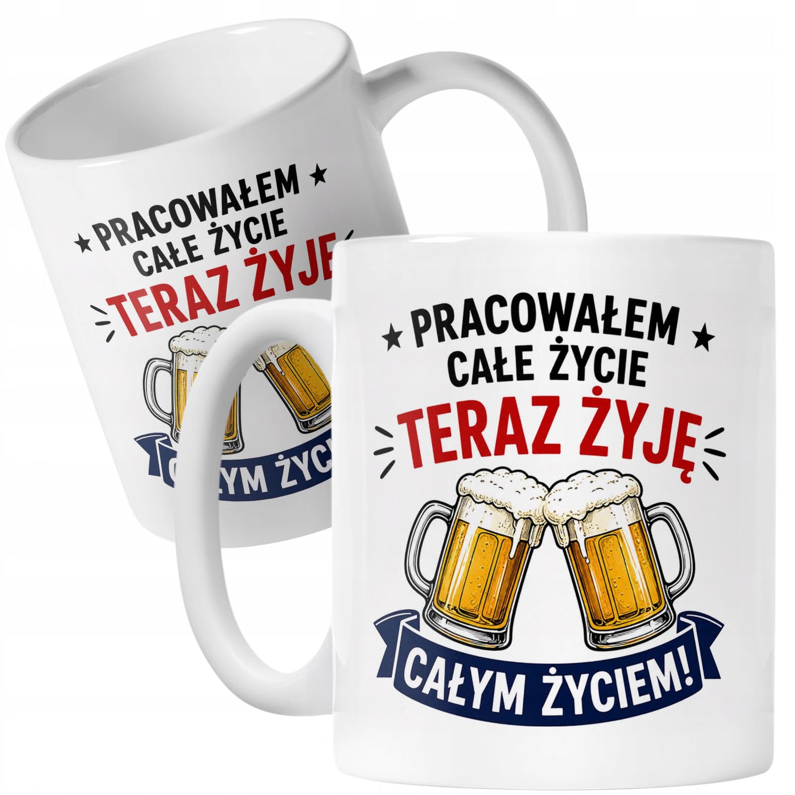 Biały Kubek z nadrukiem Emerytura Dla Emeryta Upominek Prezent