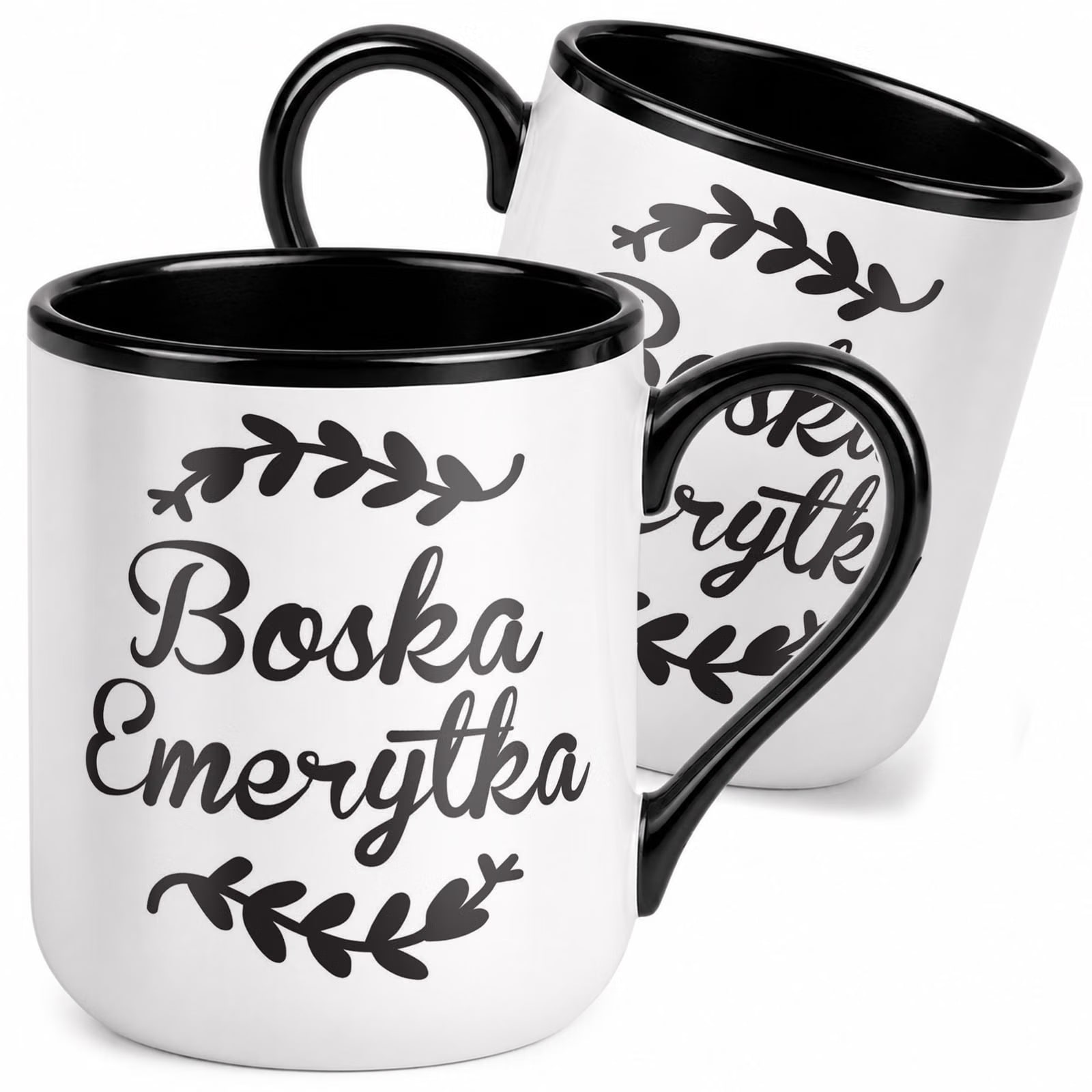 Kubek z nadrukiem Premium Czarny Emerytura Dla Emerytki Upominek Prezent