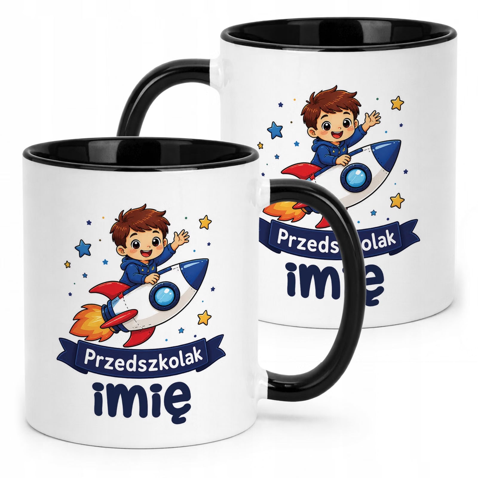 Kubek Czarny z nadrukiem personalizowany Przedszkolak Szkoła Dla Dzieci