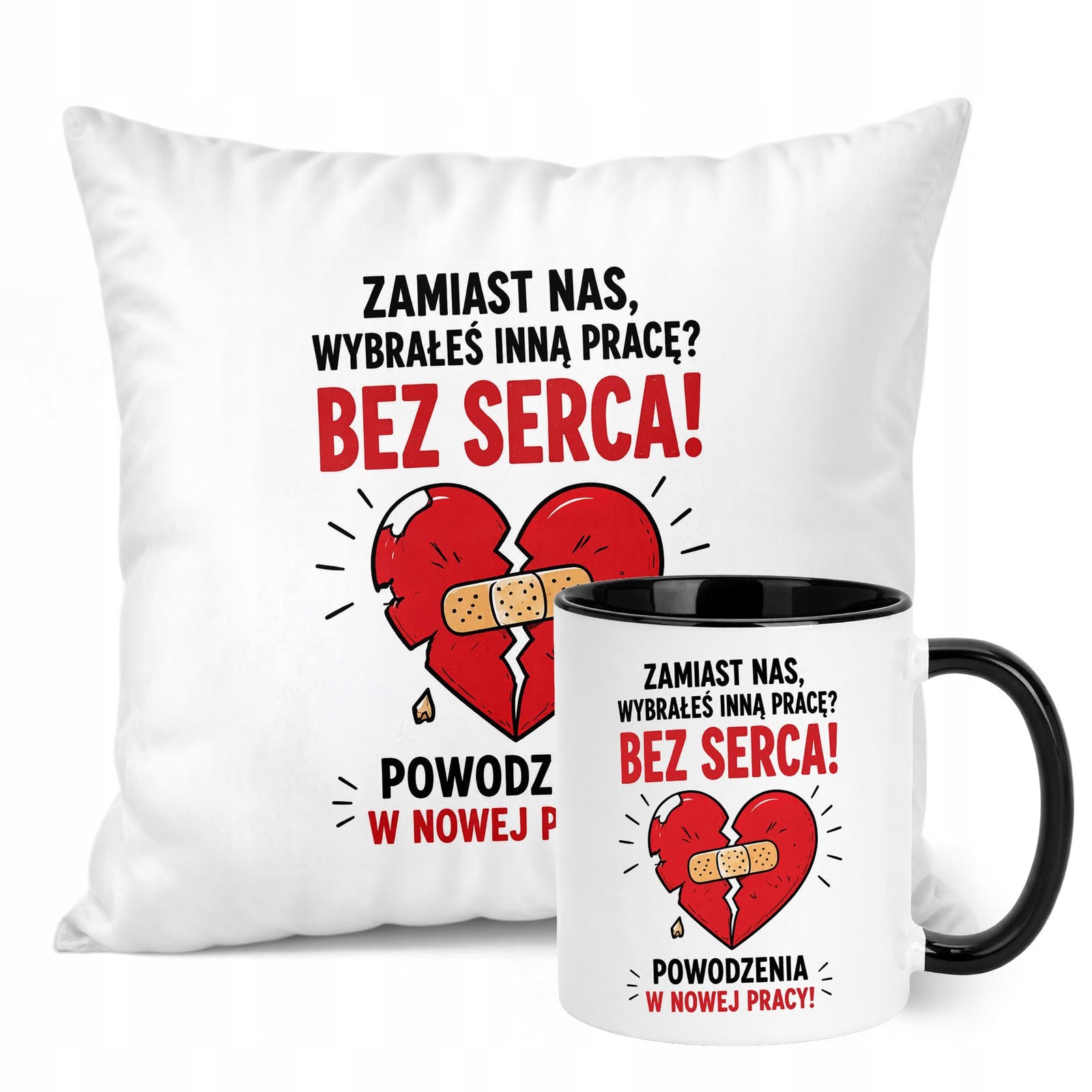 Zestaw Kubek Czarny Poduszka Z Nadrukiem Odejście z Pracy Prezent