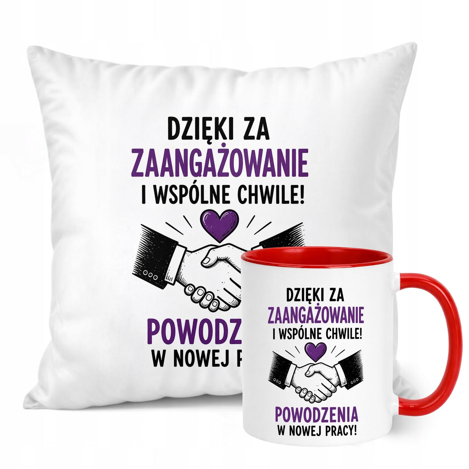 Zestaw Kubek Czerwony Poduszka Z Nadrukiem Odejście z Pracy Prezent