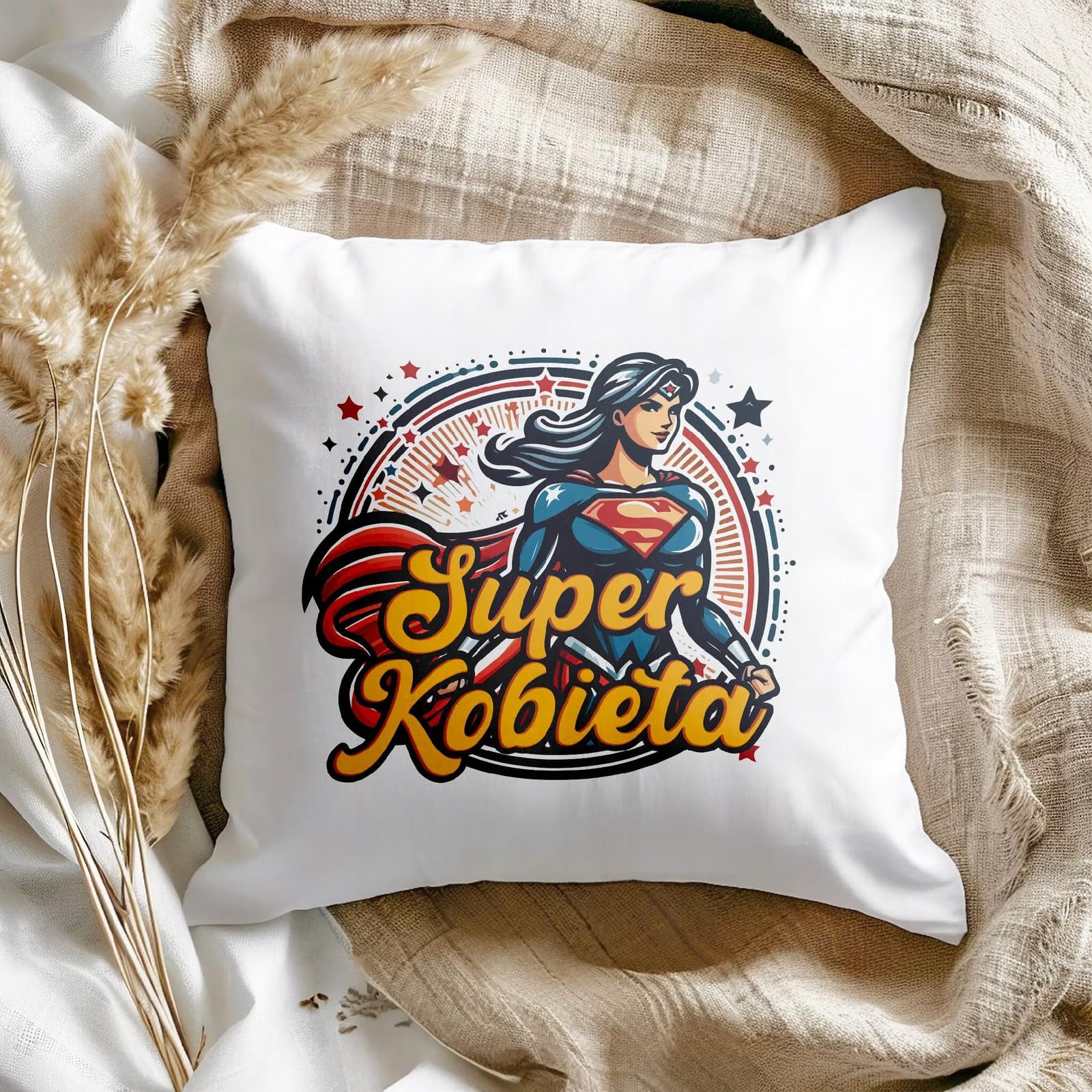 Poduszka 38x38cm Dzień Kobiet Prezent Dla Kobiety Super Kobieta