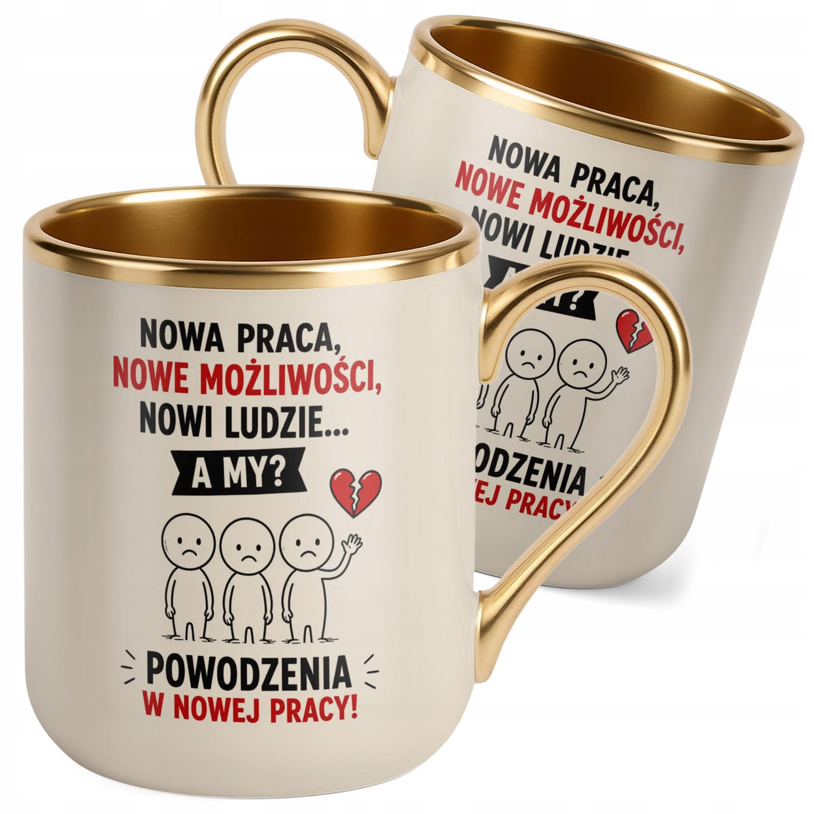 Kubek z nadrukiem Premium Złoty Ecru Pożegnanie Odejście z Pracy