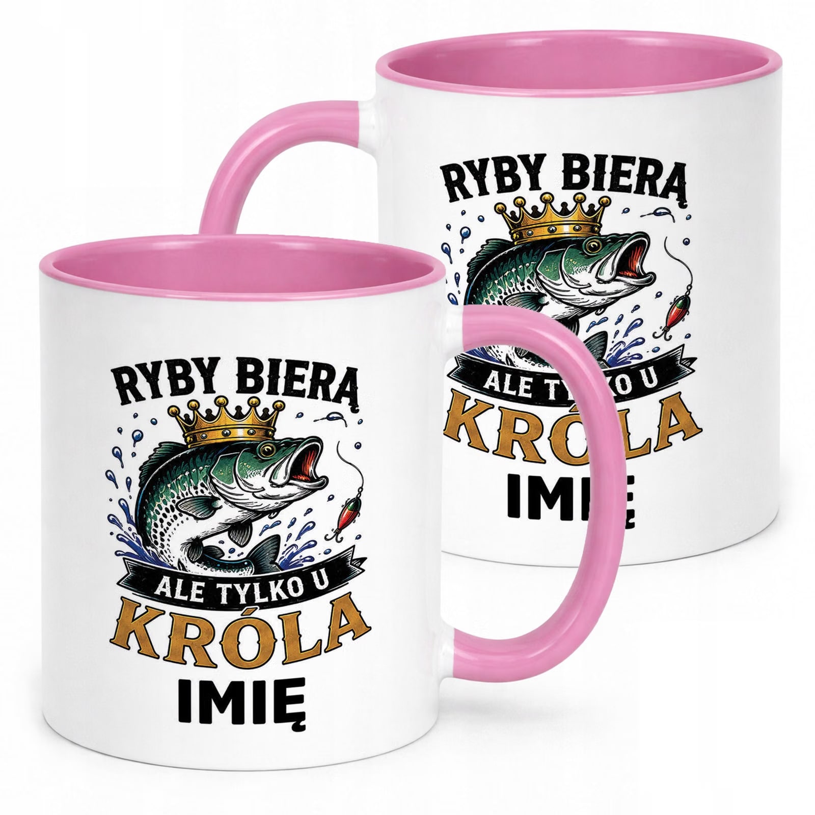 Różowy Kubek Personalizowany z nadrukiem Dla Wędkarza Upominek Prezent