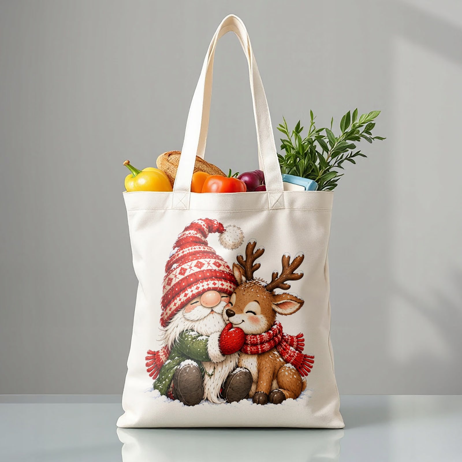 Torba shopper bawełniana świąteczna na zakupy z nadrukiem prezent